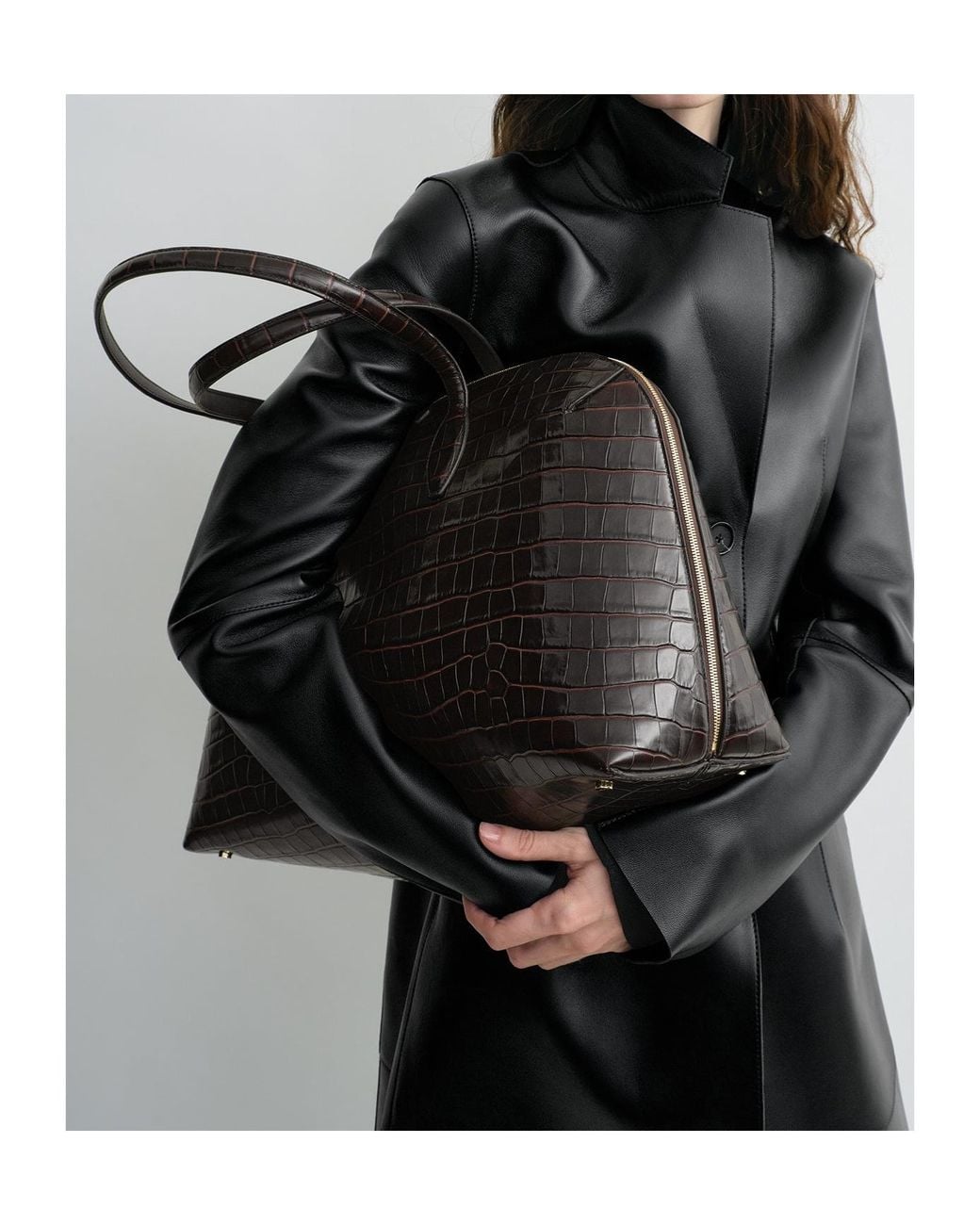 Totême  Black Totême Embossed Zip-Up Tote Bag