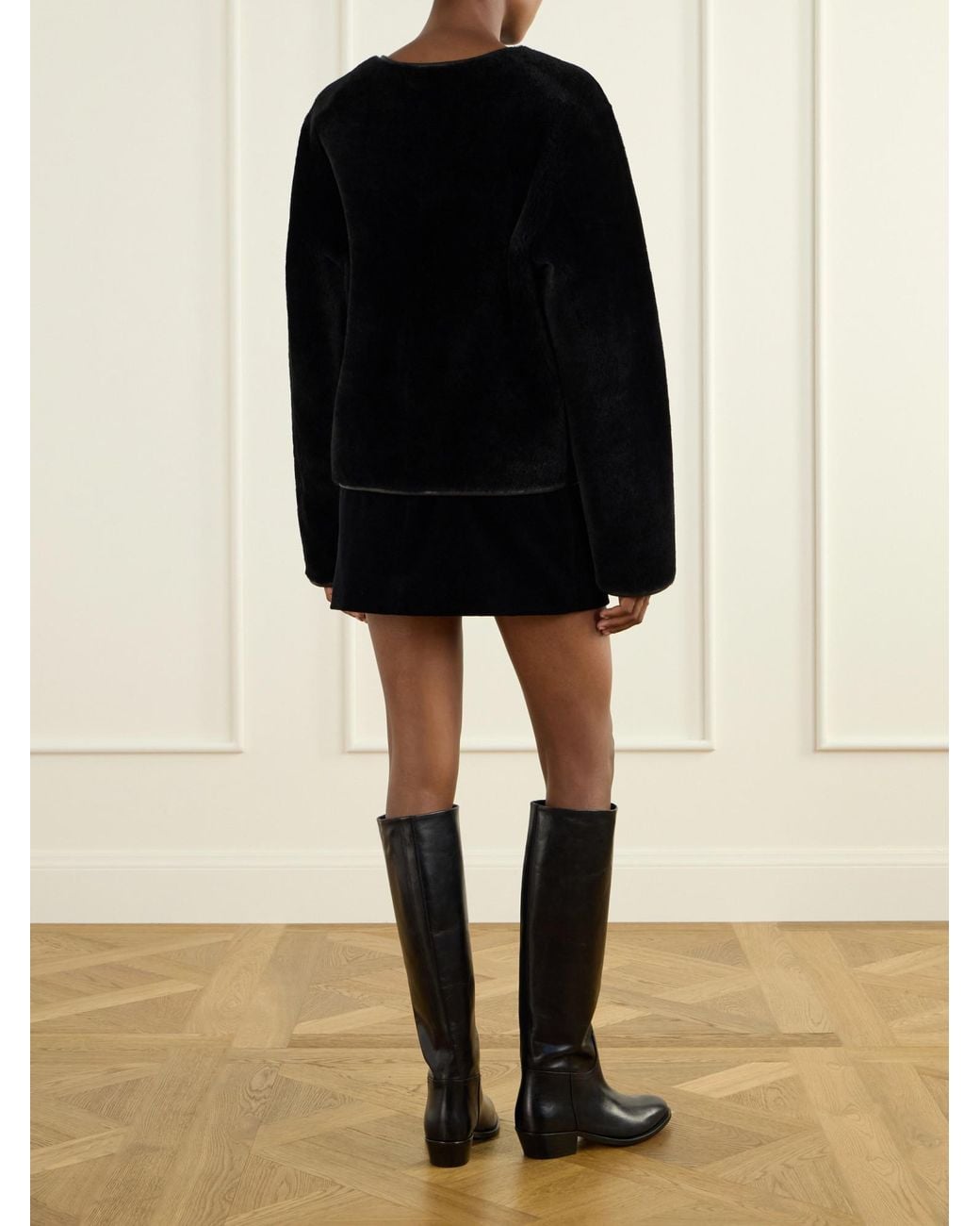 Blazé Milano Black Leather-Trimmed Shearling Jacket