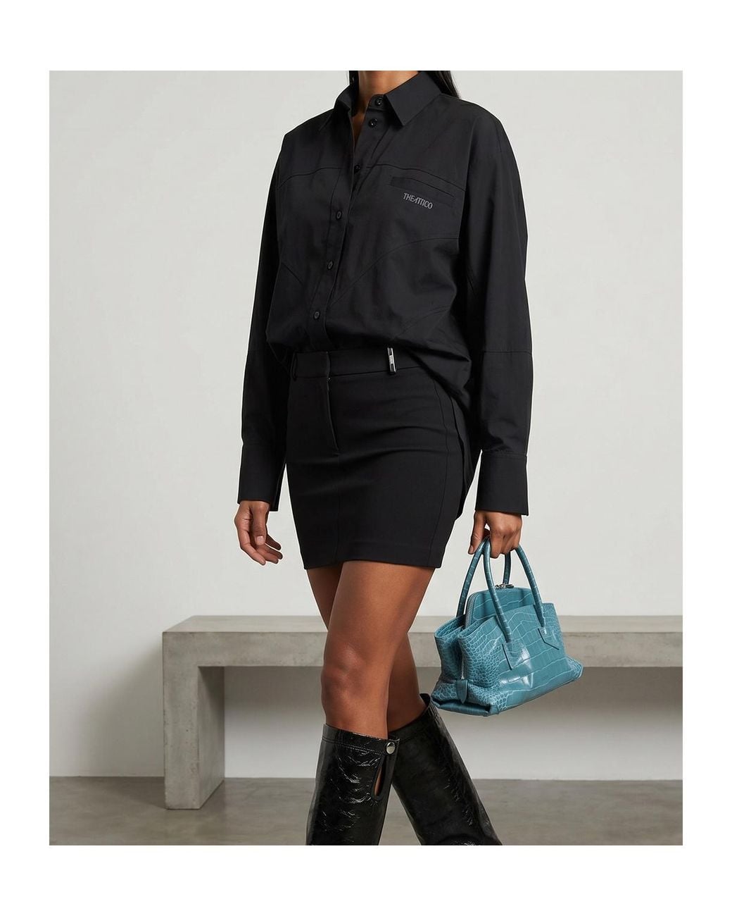 The Attico Blue The La Passeggiata Mini Tote Bag