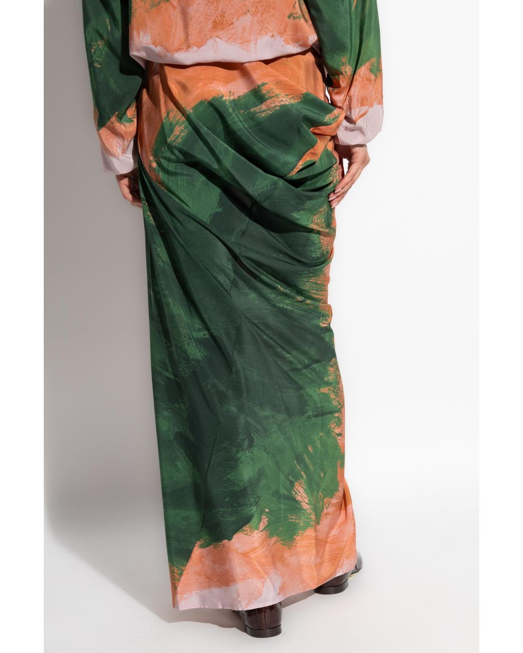Dries Van Noten Pink Long Draped Skirt