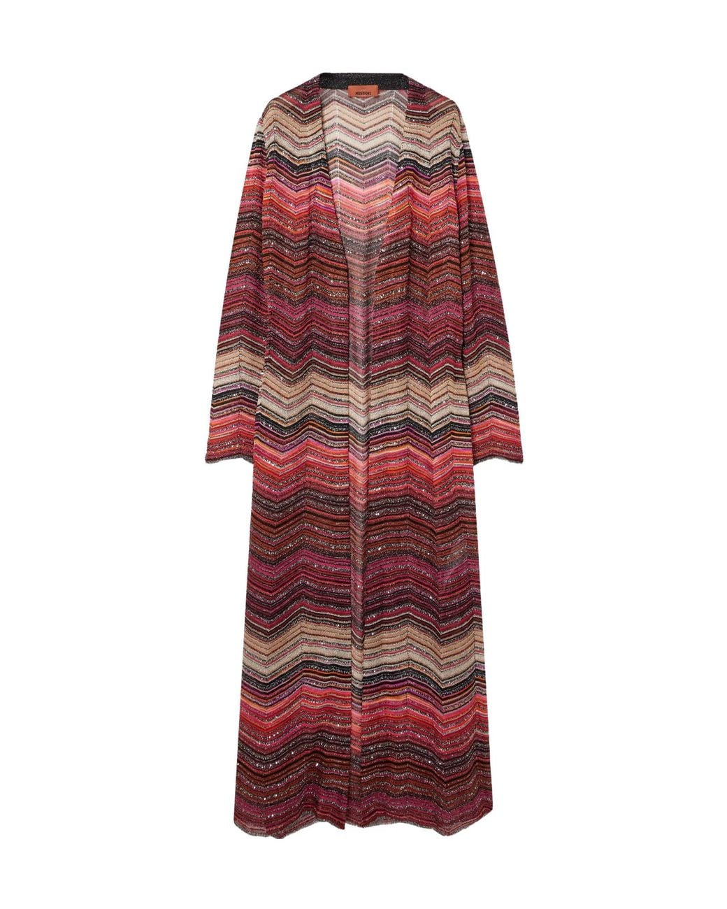 Missoni Red Mare Sequined Striped Metallic Crochet-Knit Cardigan