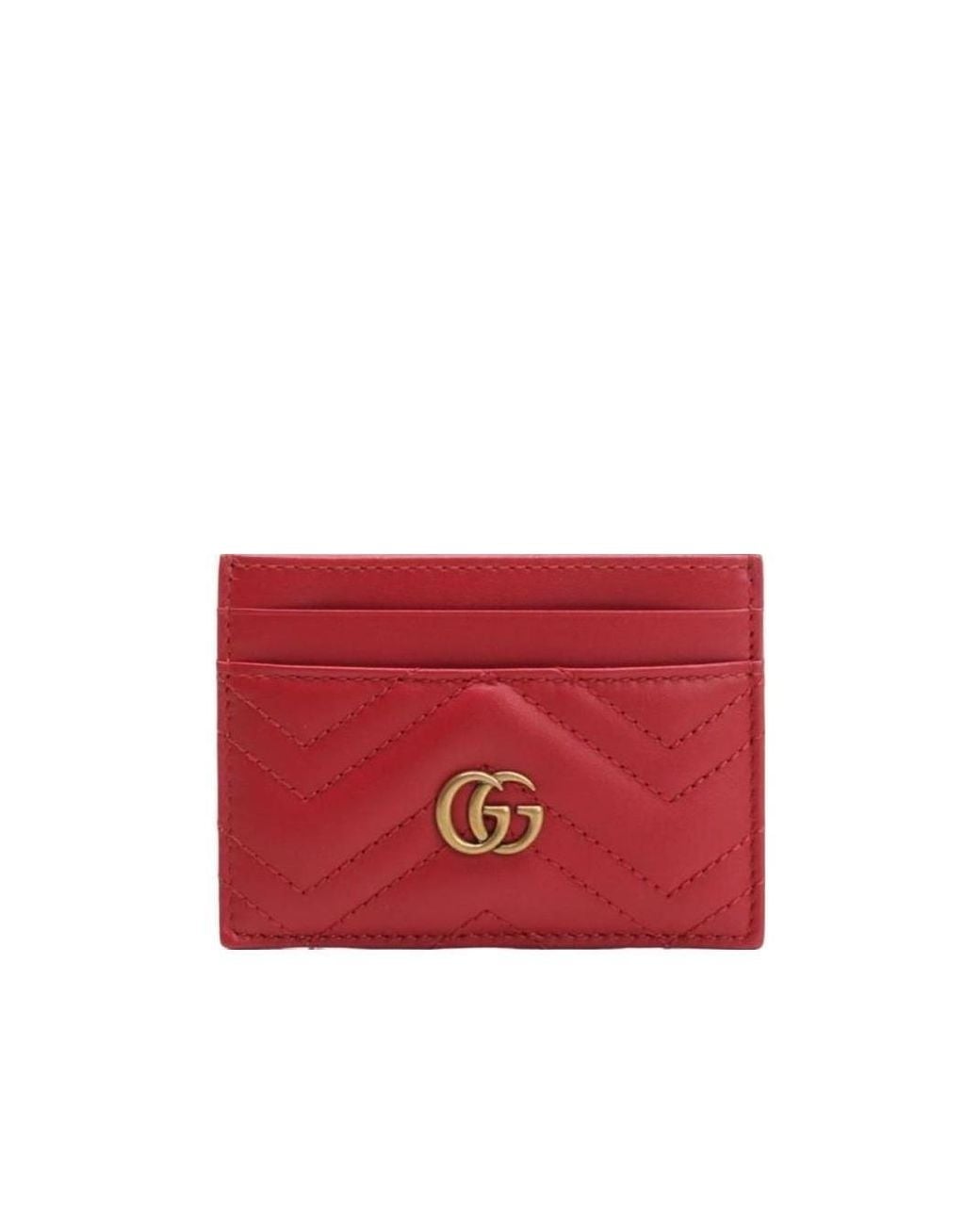 Gucci Red Gg Marmont Card Case