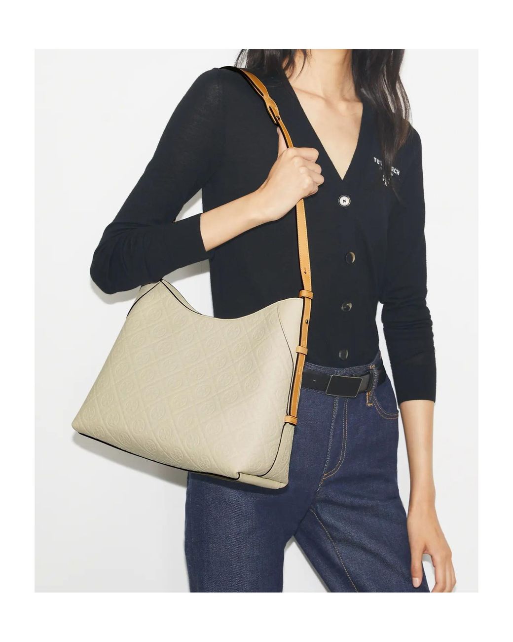 Tory Burch Natural T-Monogram Shoulder Bag
