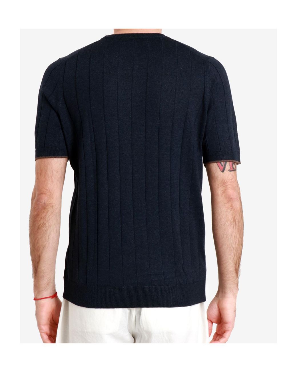 Gran Sasso Blue Short-Sleeve Knitted Pullover for men