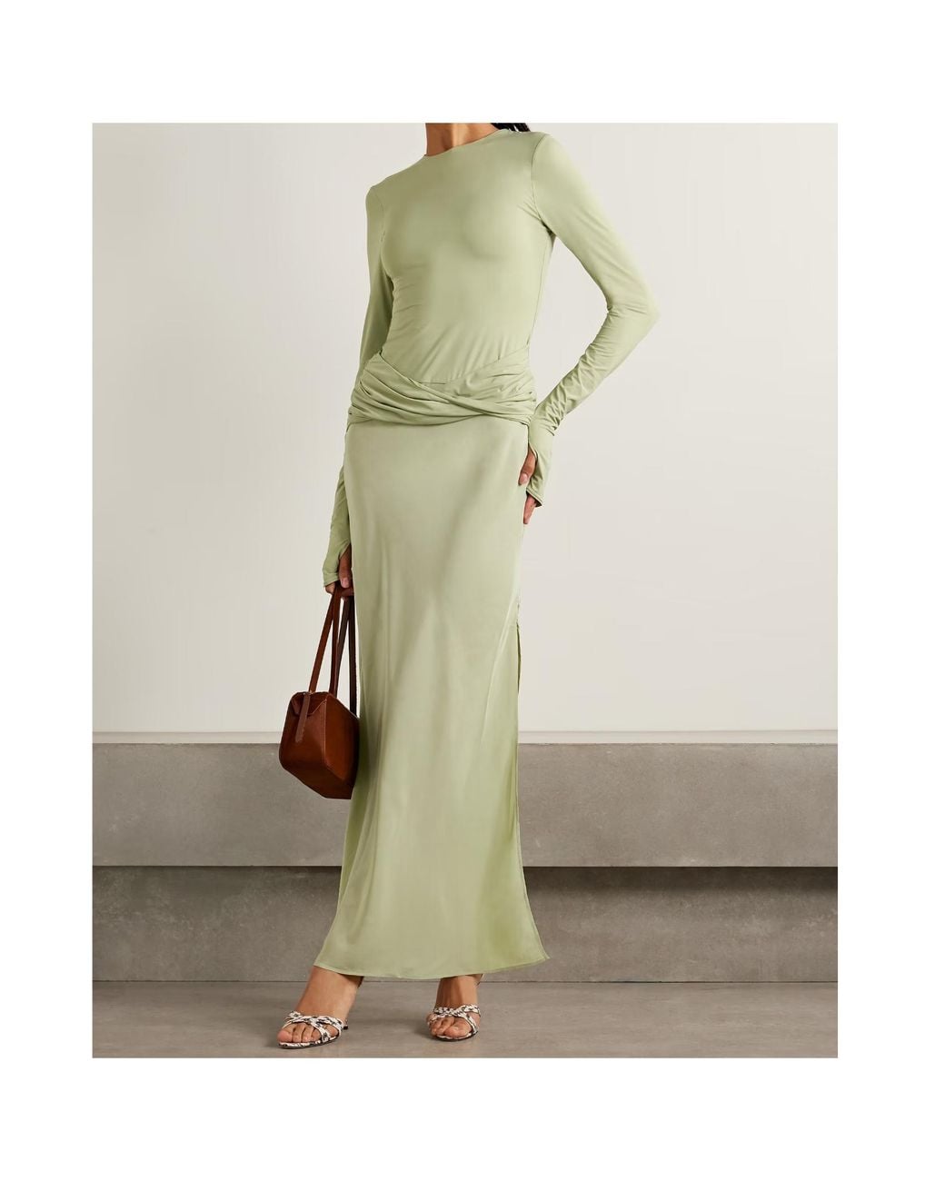 Sir Green Milesi Draped Stretch-Jersey And Satin Gown