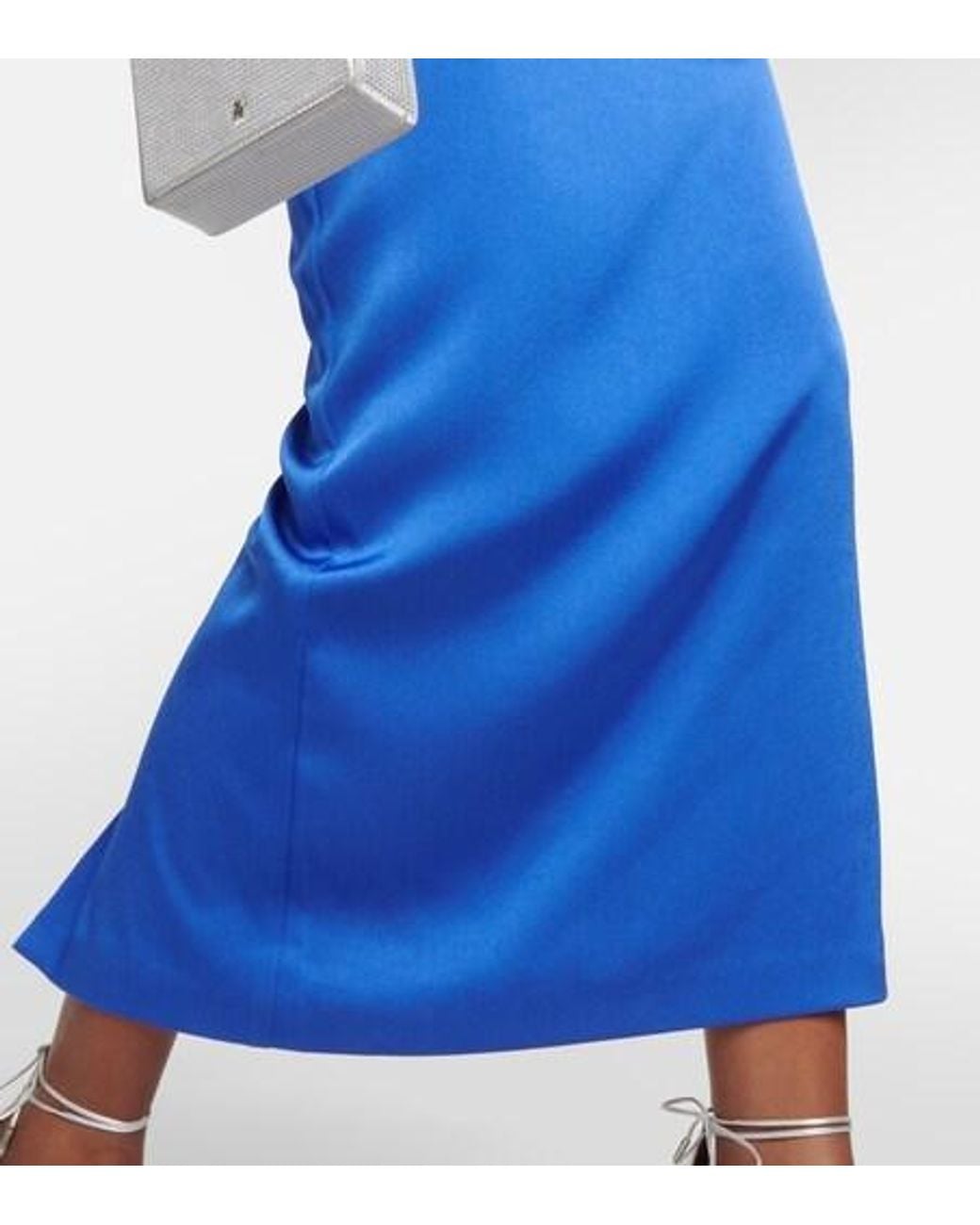 Alex Perry Blue Sweetheart Satin Midi Dress