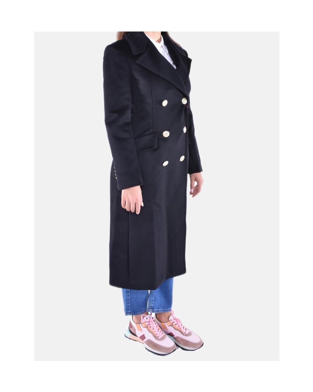 Max Mara Blue Studio Double-Breasted Long-Sleeved Coat