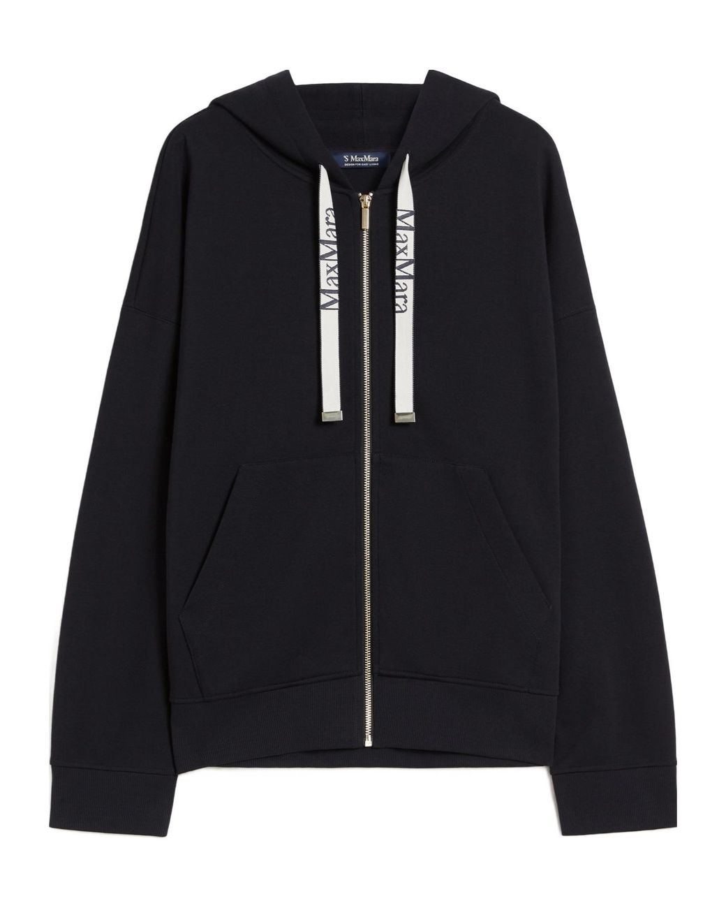 Max Mara Black Cotton-Blend Zip-Up Hoodie