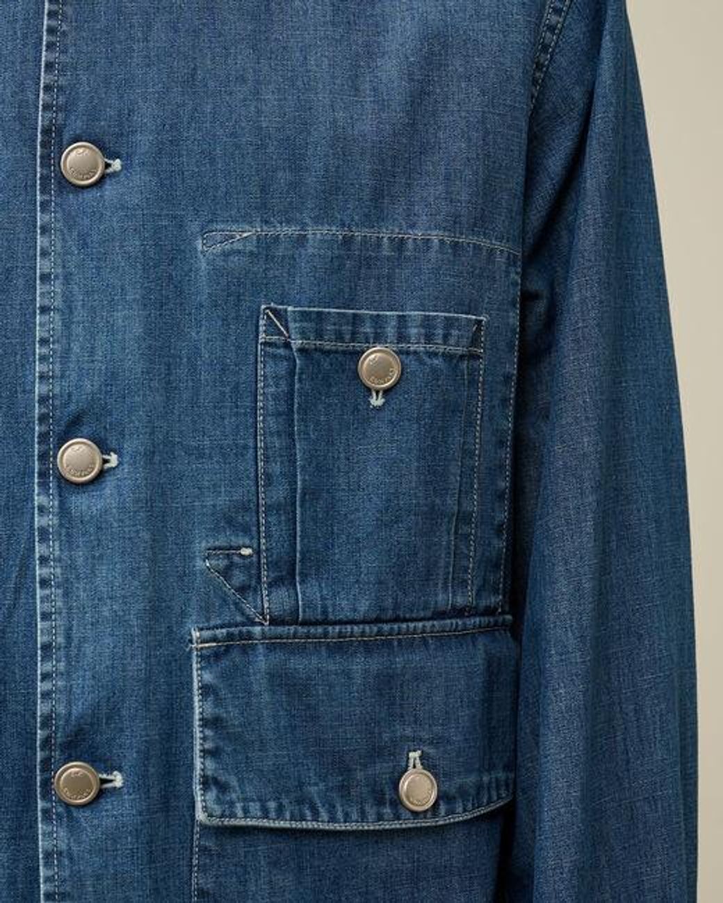 C P Company Blue Long-Sleeved Denim Coat for men