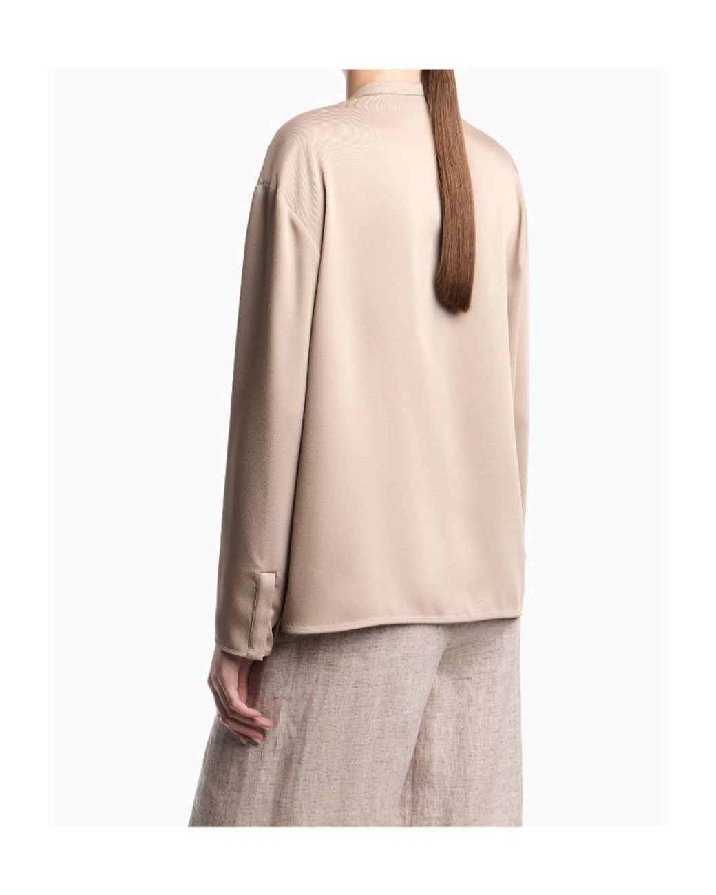 Emporio Armani Natural Long-Sleeved Crewneck Blouse