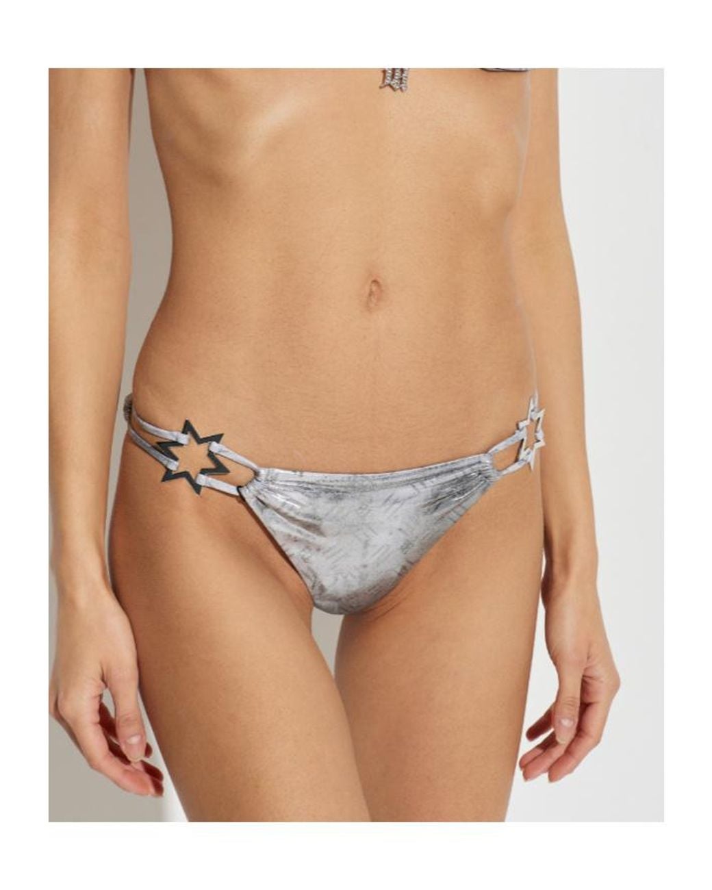 M I S B H V Gray Star-Appliqué Bikini Bottoms