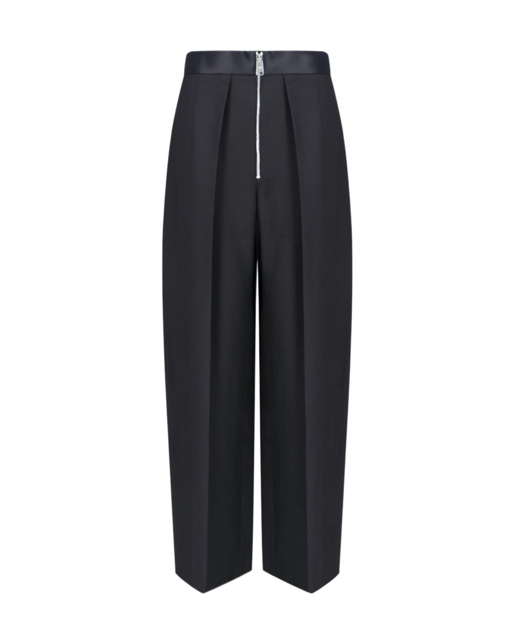Khaite Blue Marine Low-Rise Wide-Leg Pants