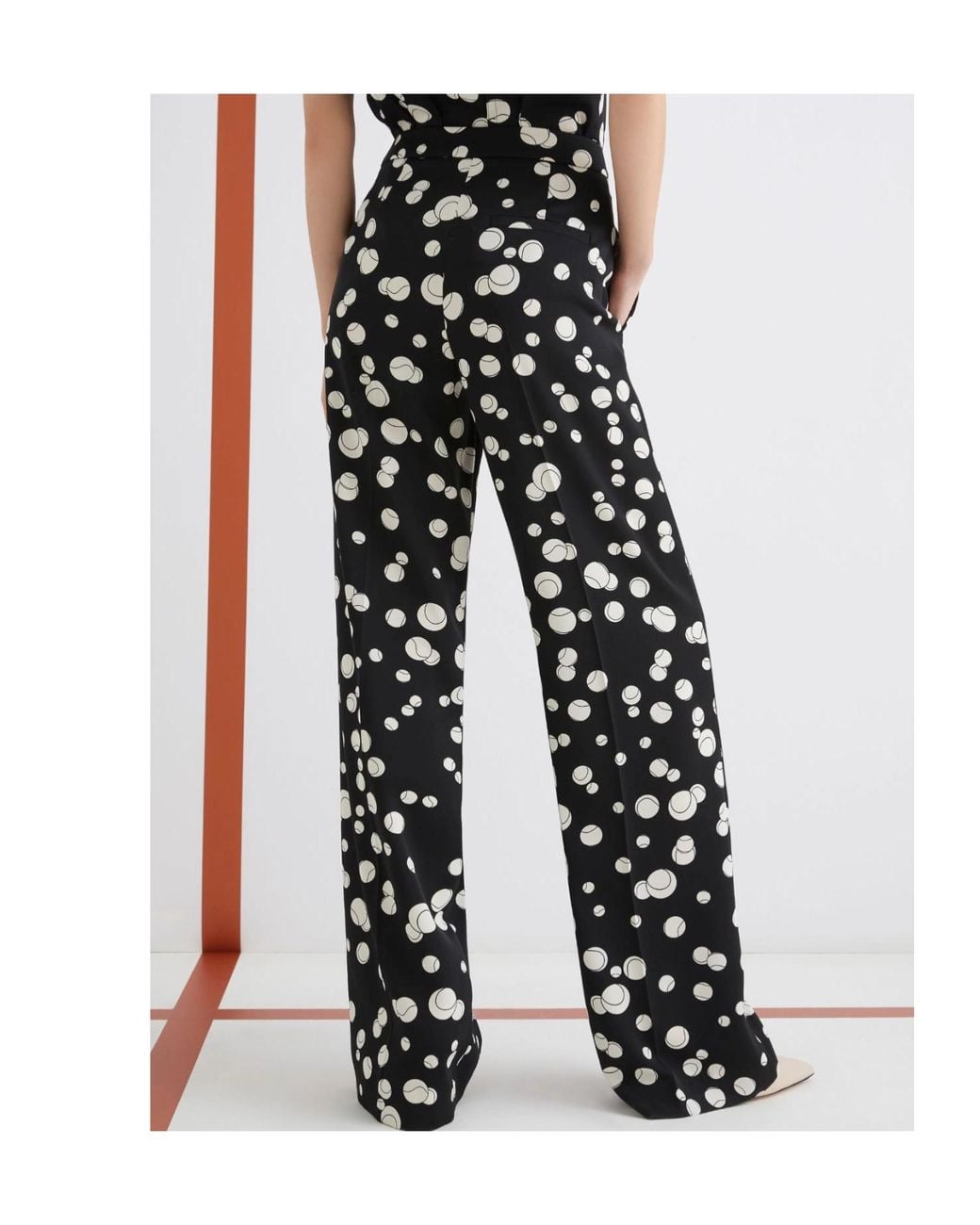 Marella White Printed Satin Trousers