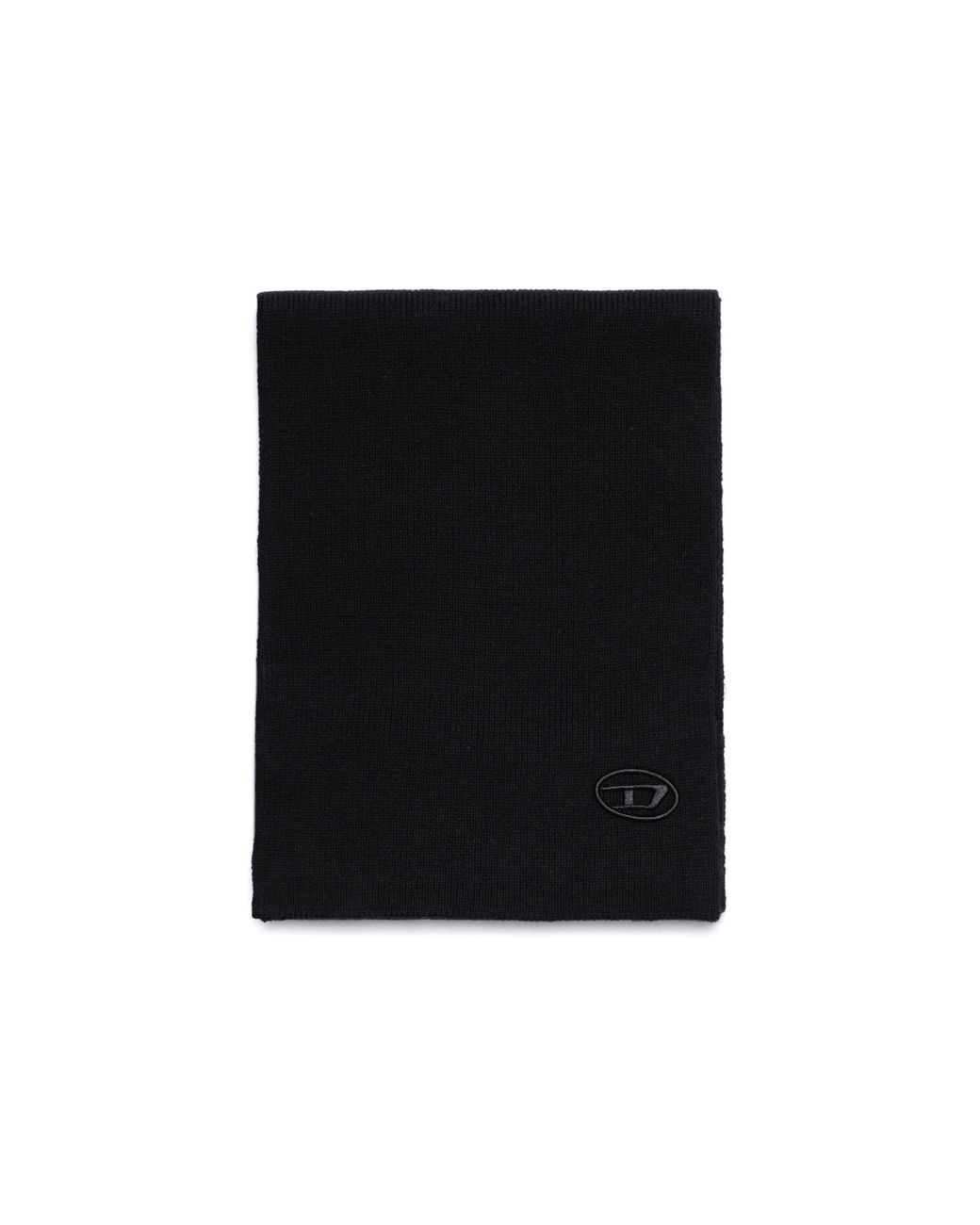 DIESEL Black K-Coder Logo Embroidered Ribbed Scarf for men