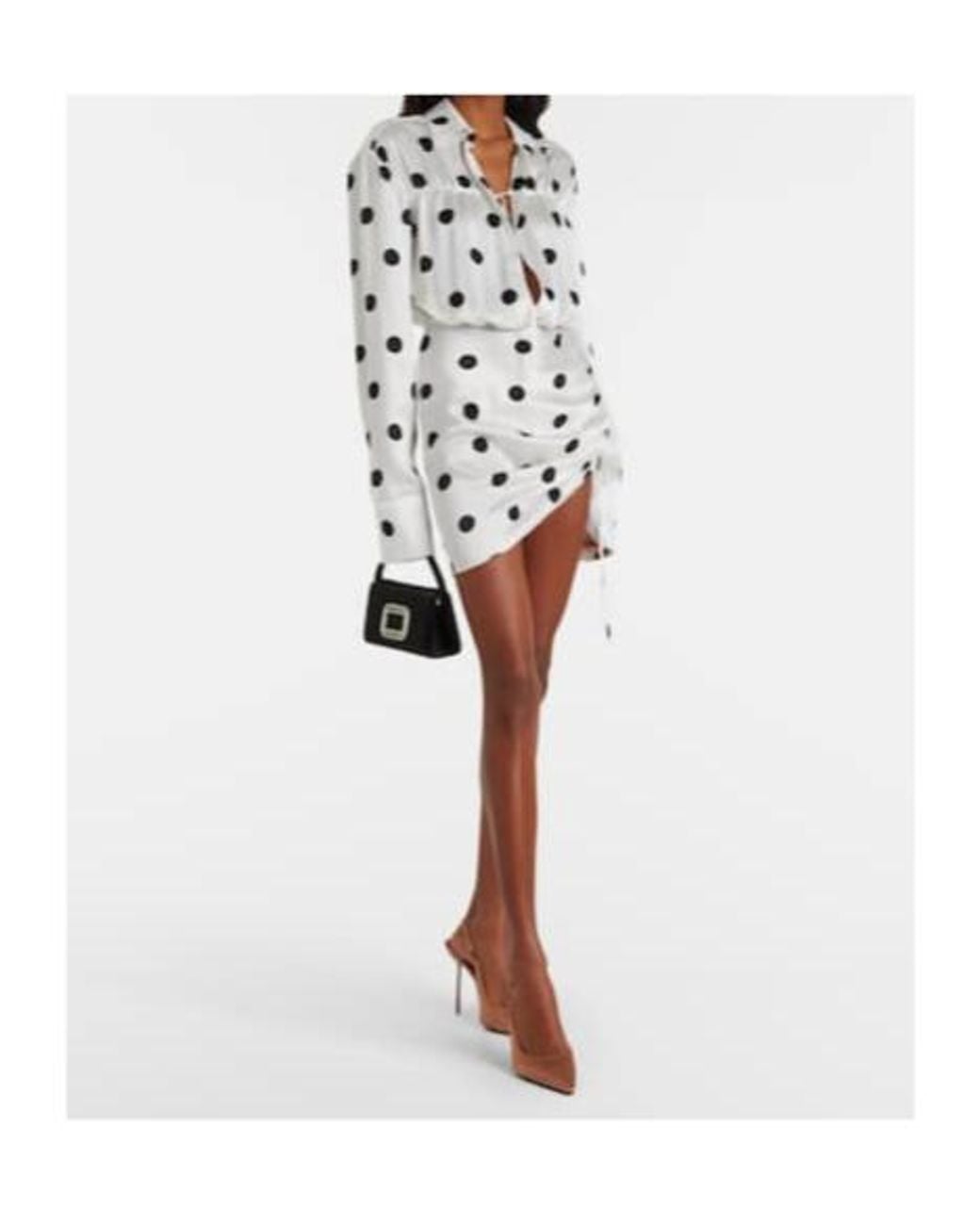 David Koma White Polka-Dot Silk Satin Minidress