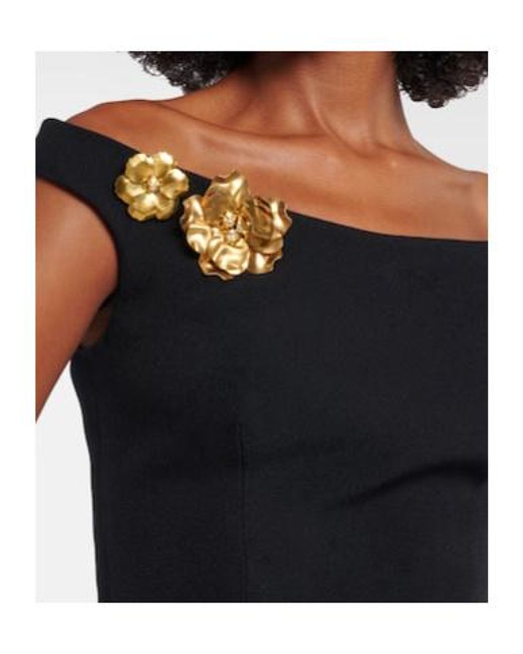 Safiyaa Black Belted Embellished Crepe Maxi Dress