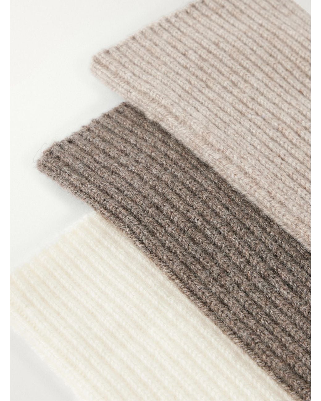 arch4 White Set Of Three Ribbed Cashmere Socks