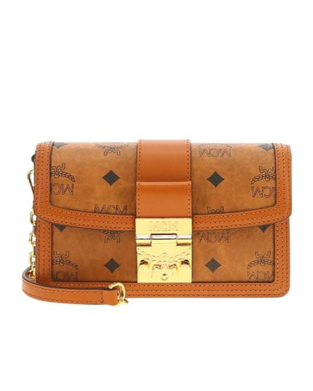 MCM Brown Tracy Visetos Mini Crossbody Bag