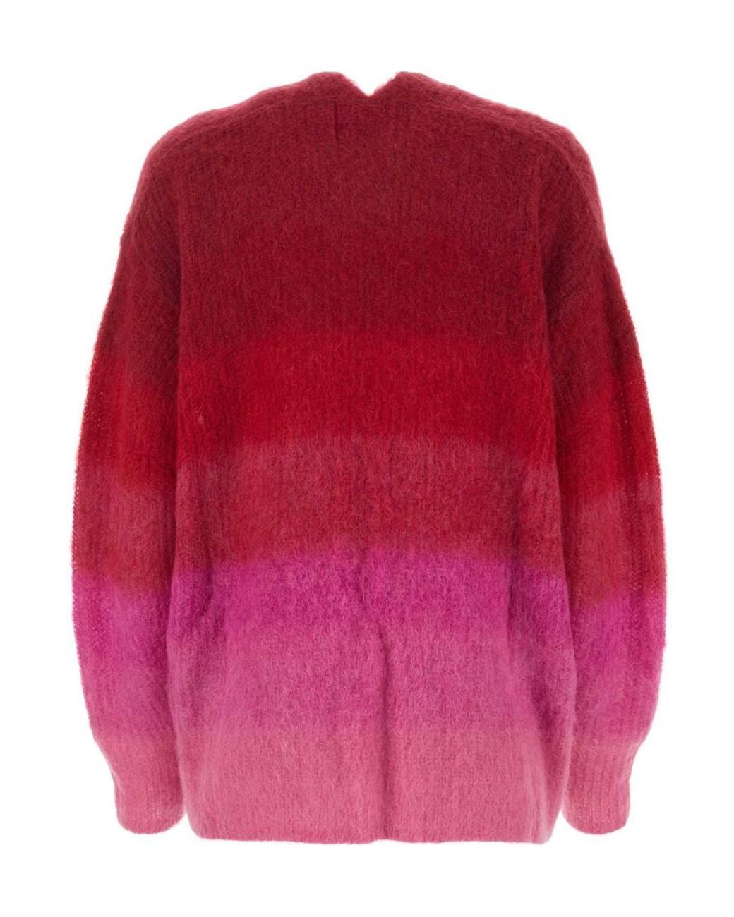 Isabel Marant Red Dana Ombré-Effect Ribbed-Knit Cardigan