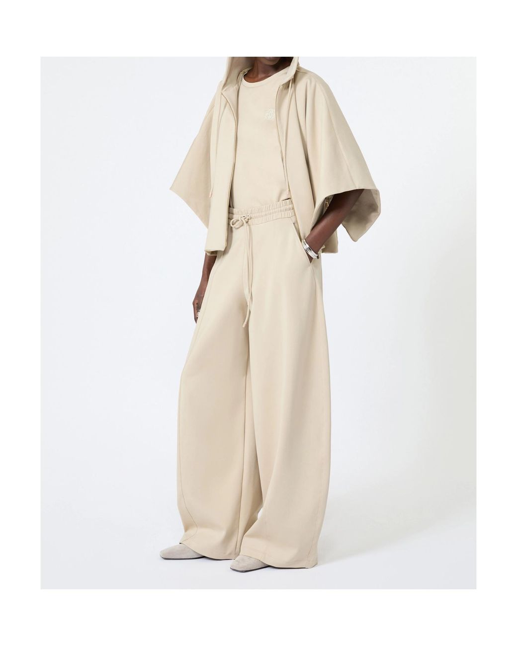 Max Mara Natural Technical Jersey Cropped Hoodie