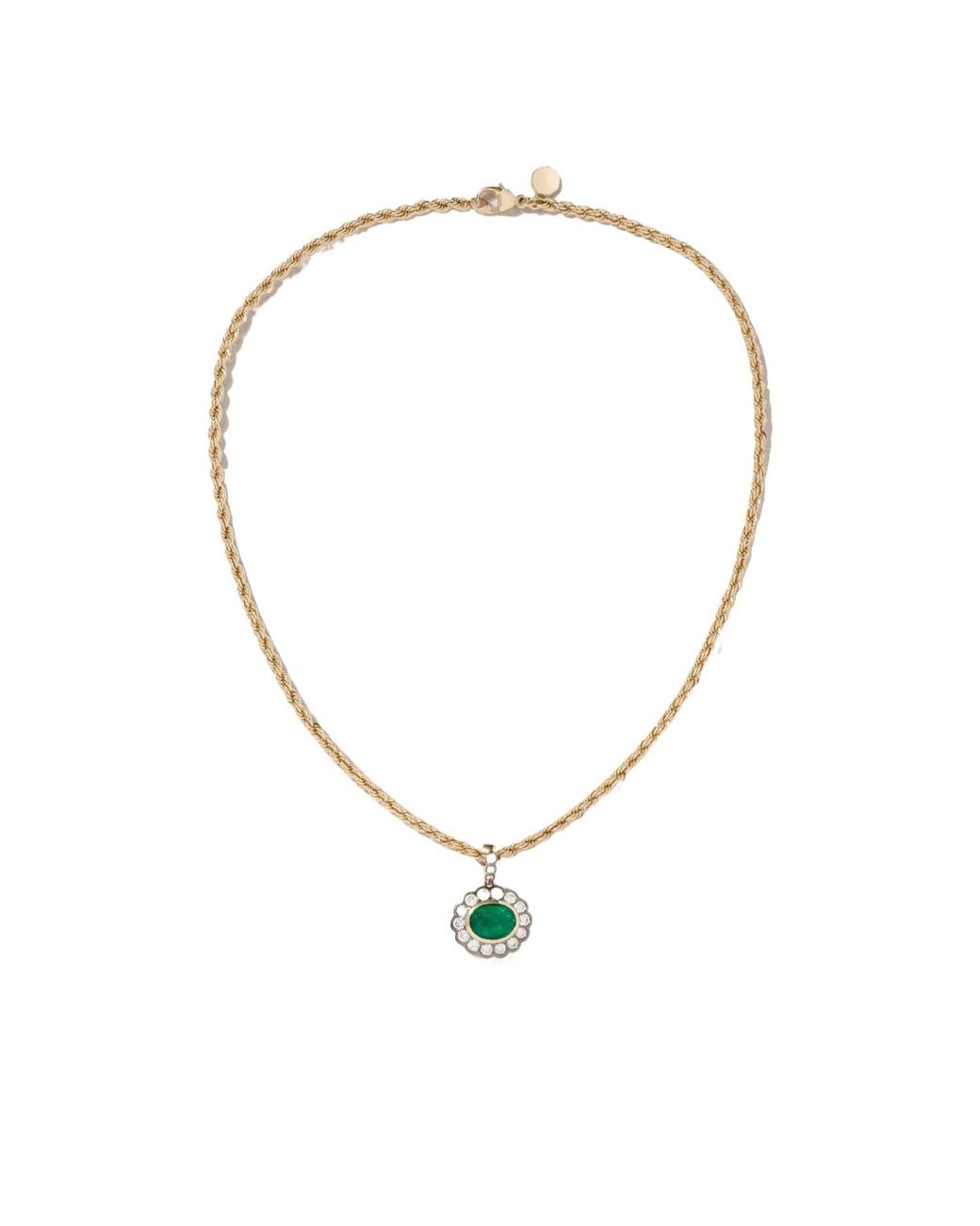 Marlo Laz Metallic Emerald Diamond Necklace
