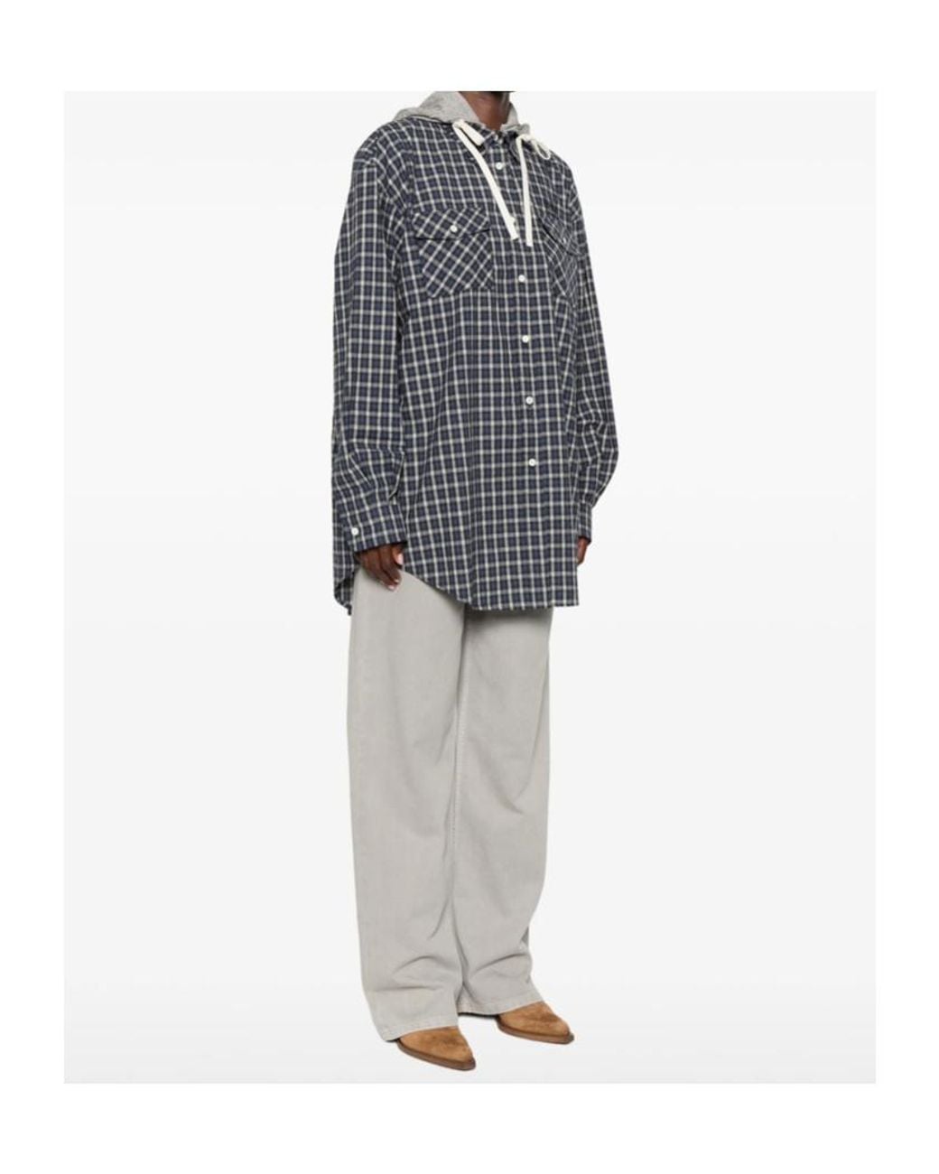 Miu Miu Gray Checked Flannel Shirt