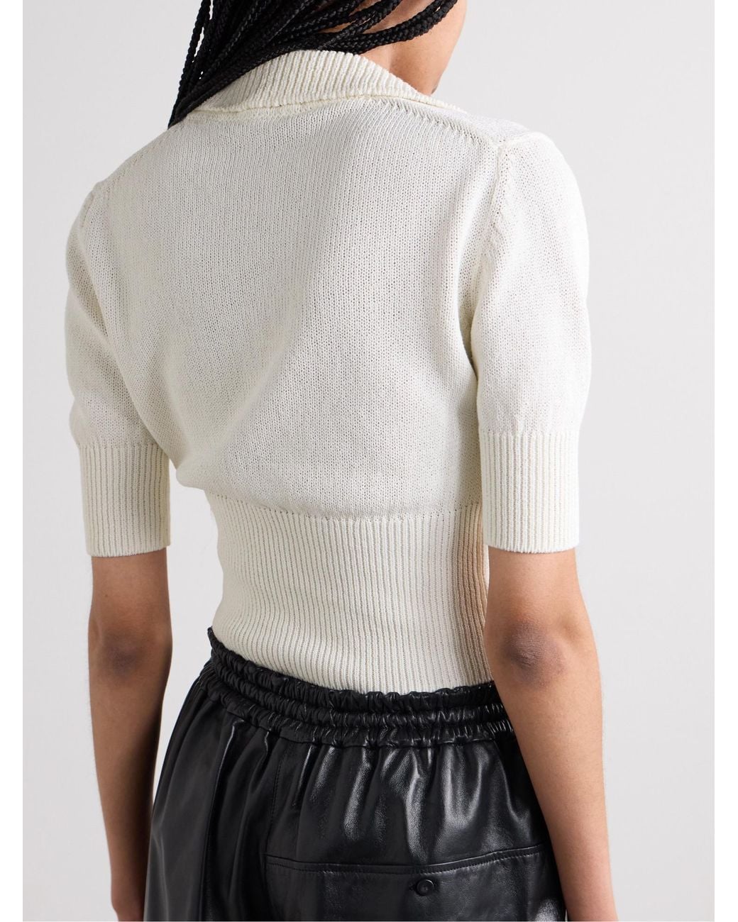 Proenza Schouler White Cropped Cotton-Blend Polo Top