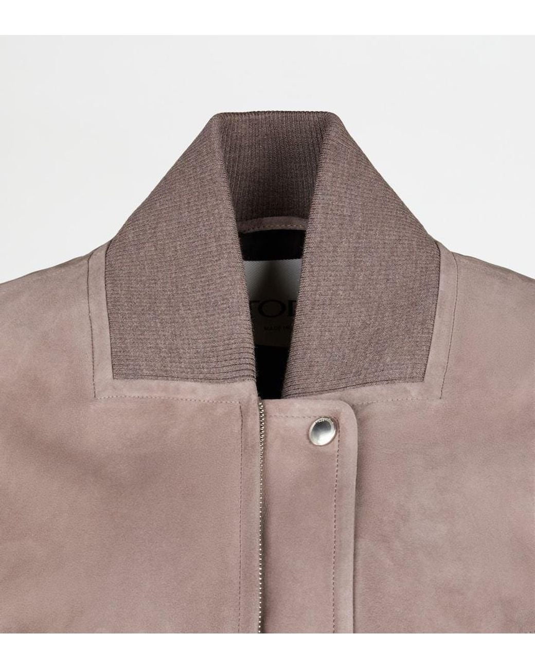 Tod's Brown Pashmy Suede Leather Bomber Jacket
