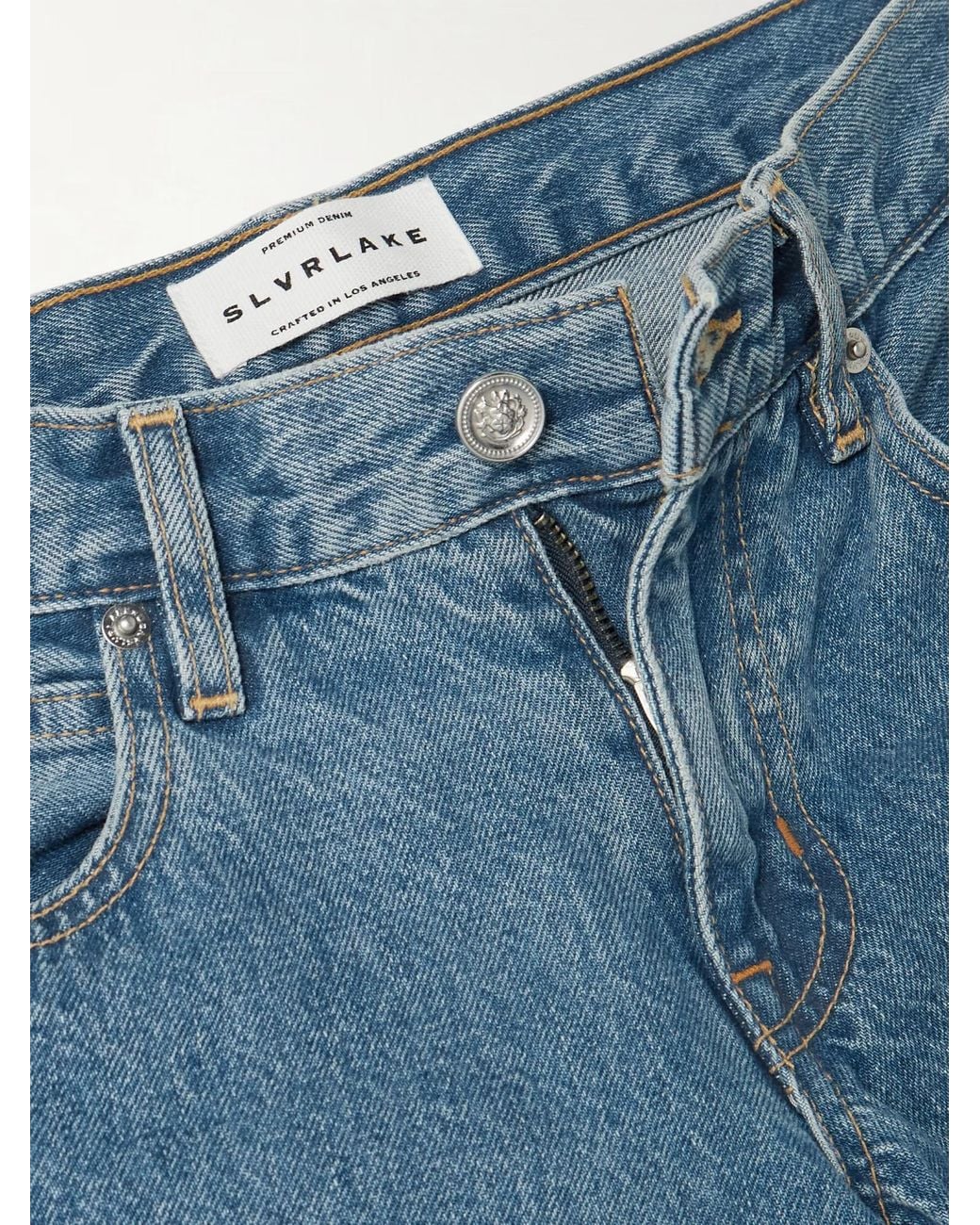 SLVRLAKE Denim Blue Lexi Low-Rise Wide-Leg Jeans