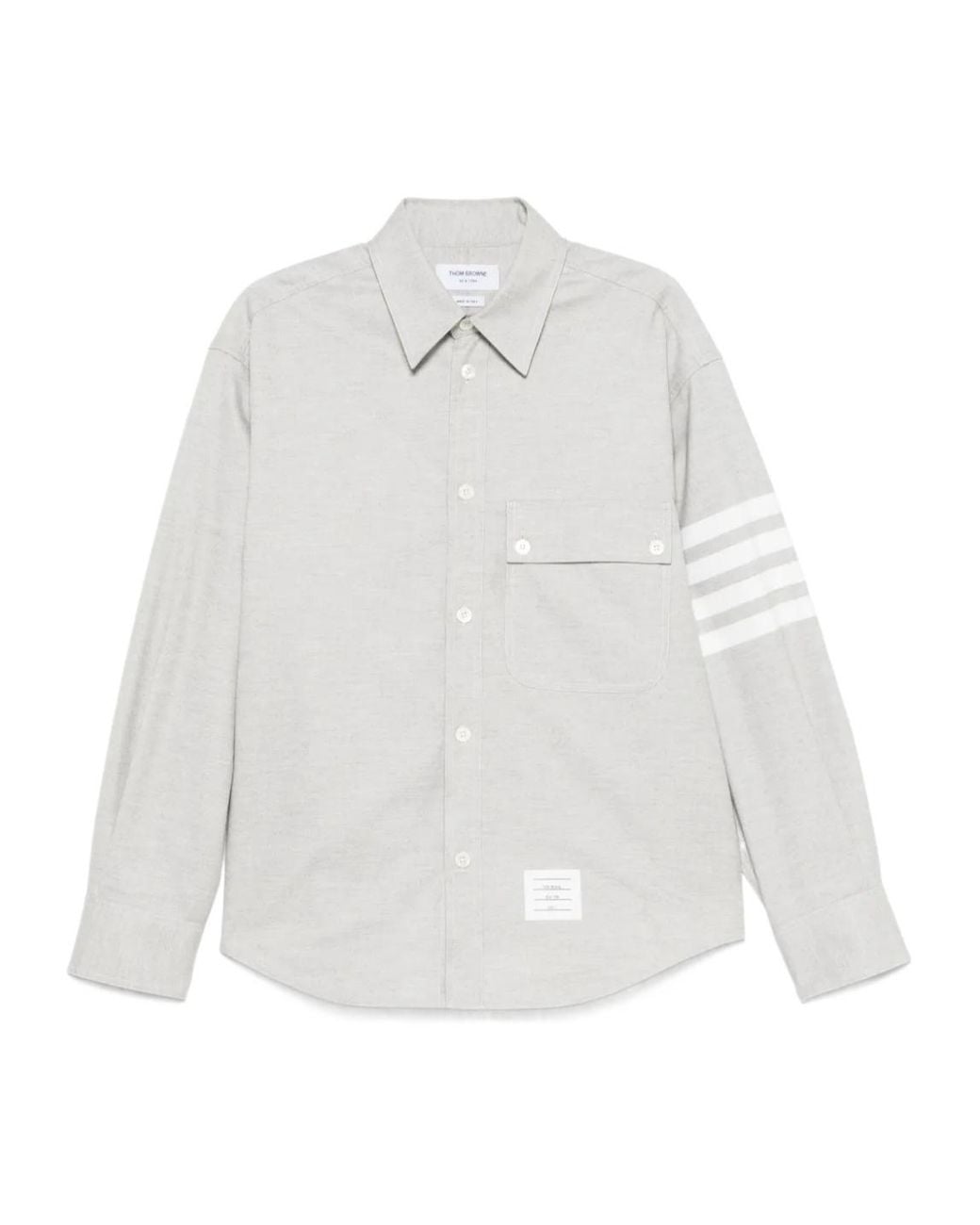 Thom Browne White 4-Bar Flannel Shirt for men