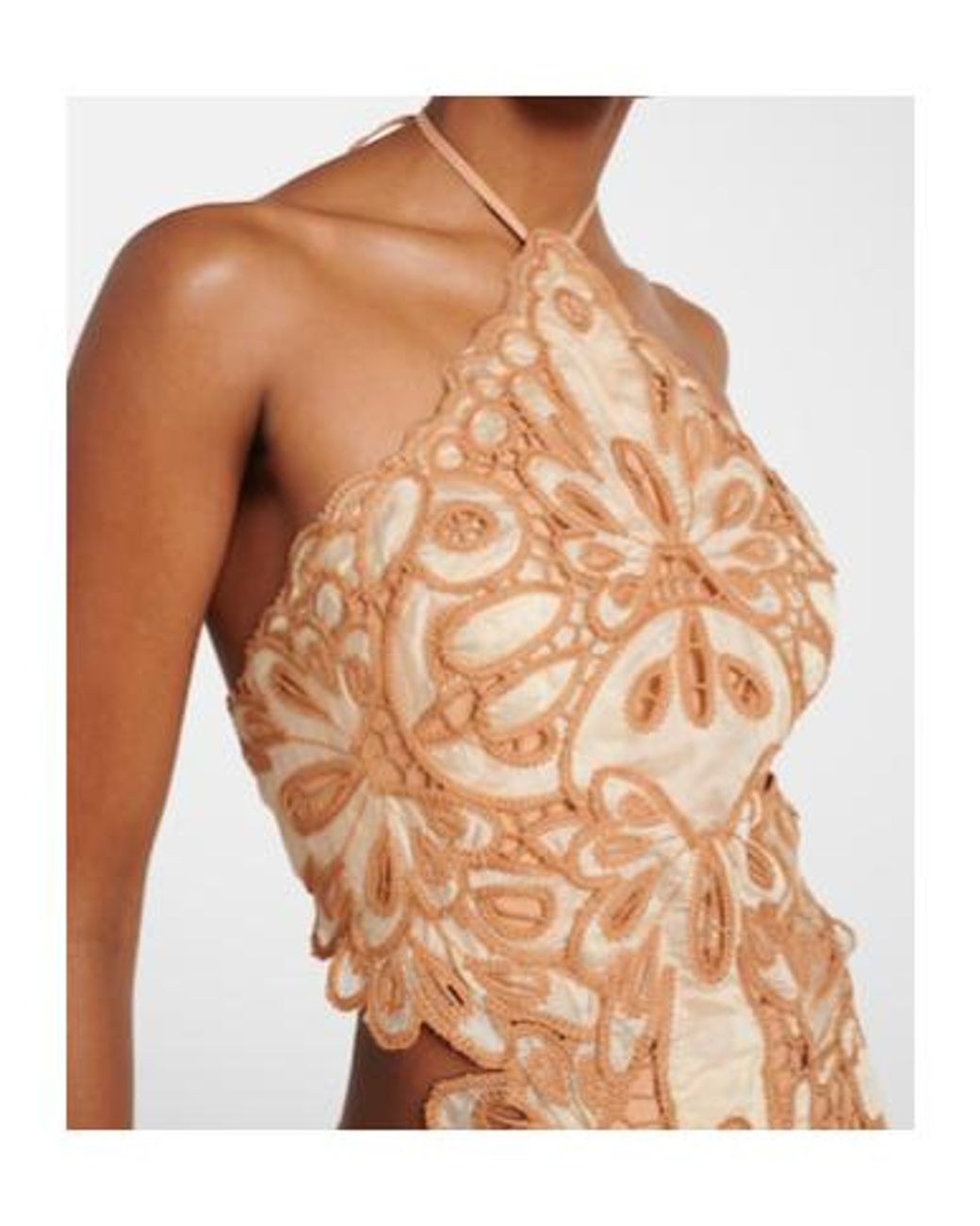 Johanna Ortiz Natural Lace Guipure Maxi Dress