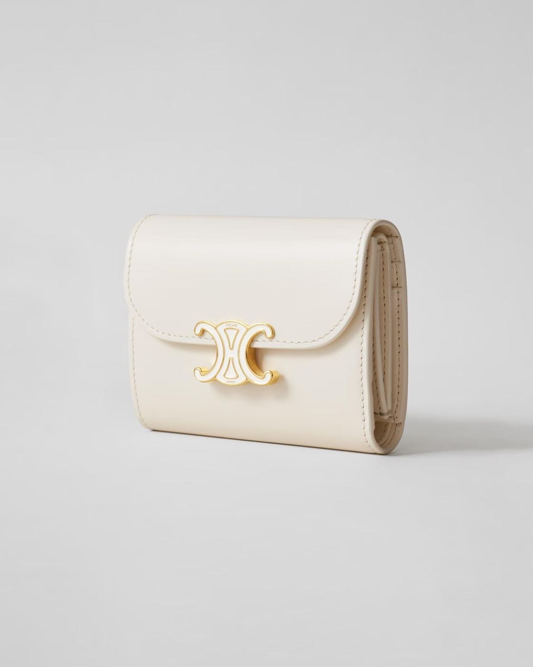 Céline White Small Flap Wallet Triomphe
