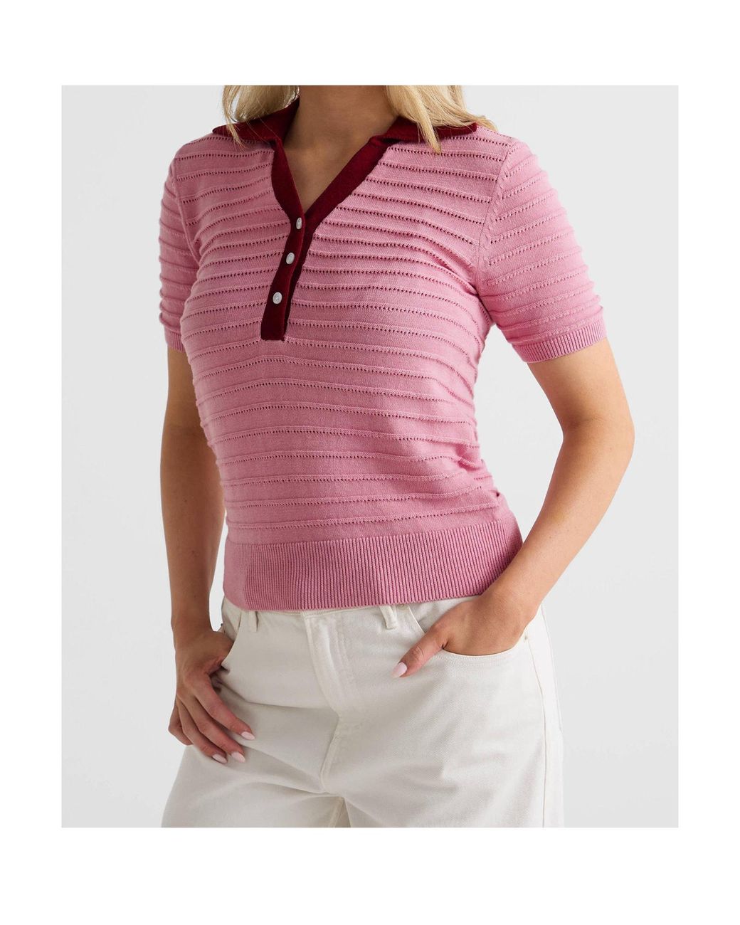 Varley Pink Short-Sleeved Polo Shirt