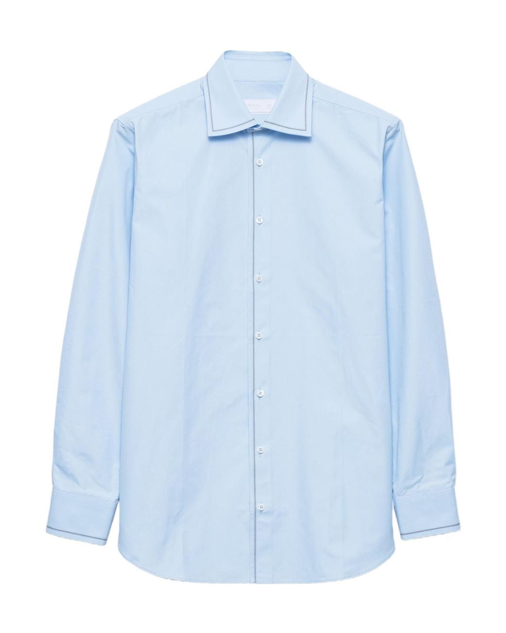Prada Blue Contrast-Trim Classic Shirt for men