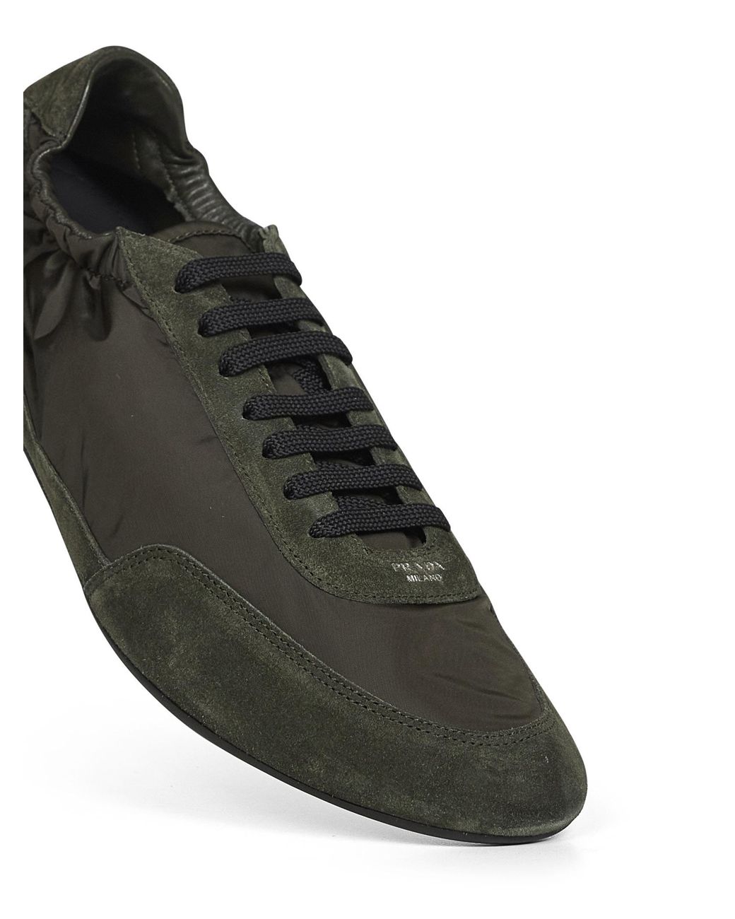 Prada Green Collapse Re-Nylon Lace-Up Sneakers for men