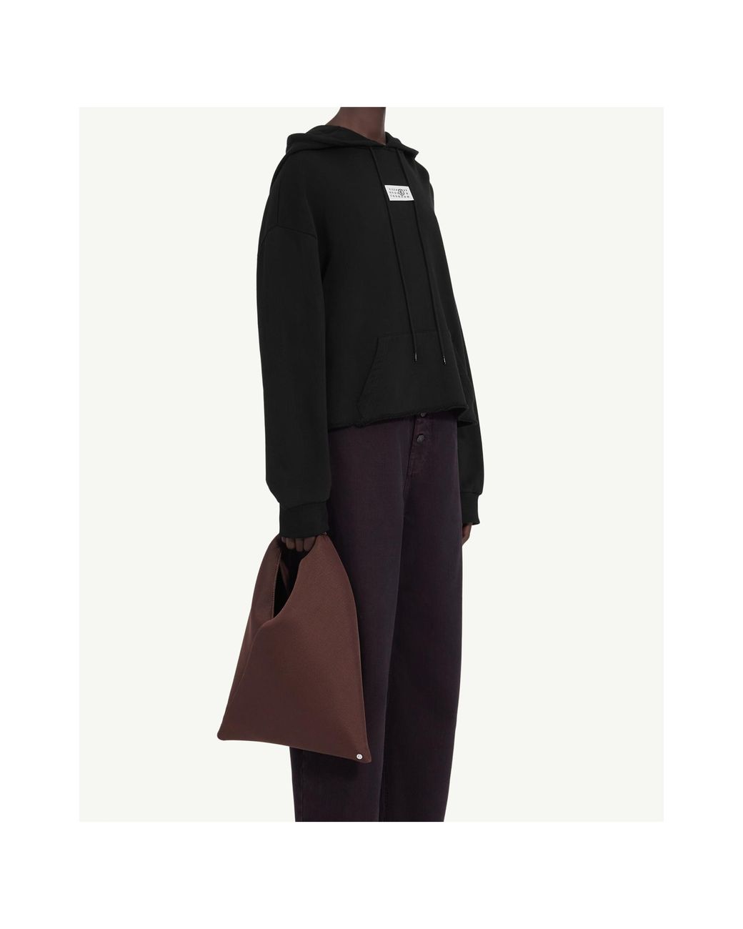 MM6 by Maison Margiela Black Logo Patch Drawstring Hoodie