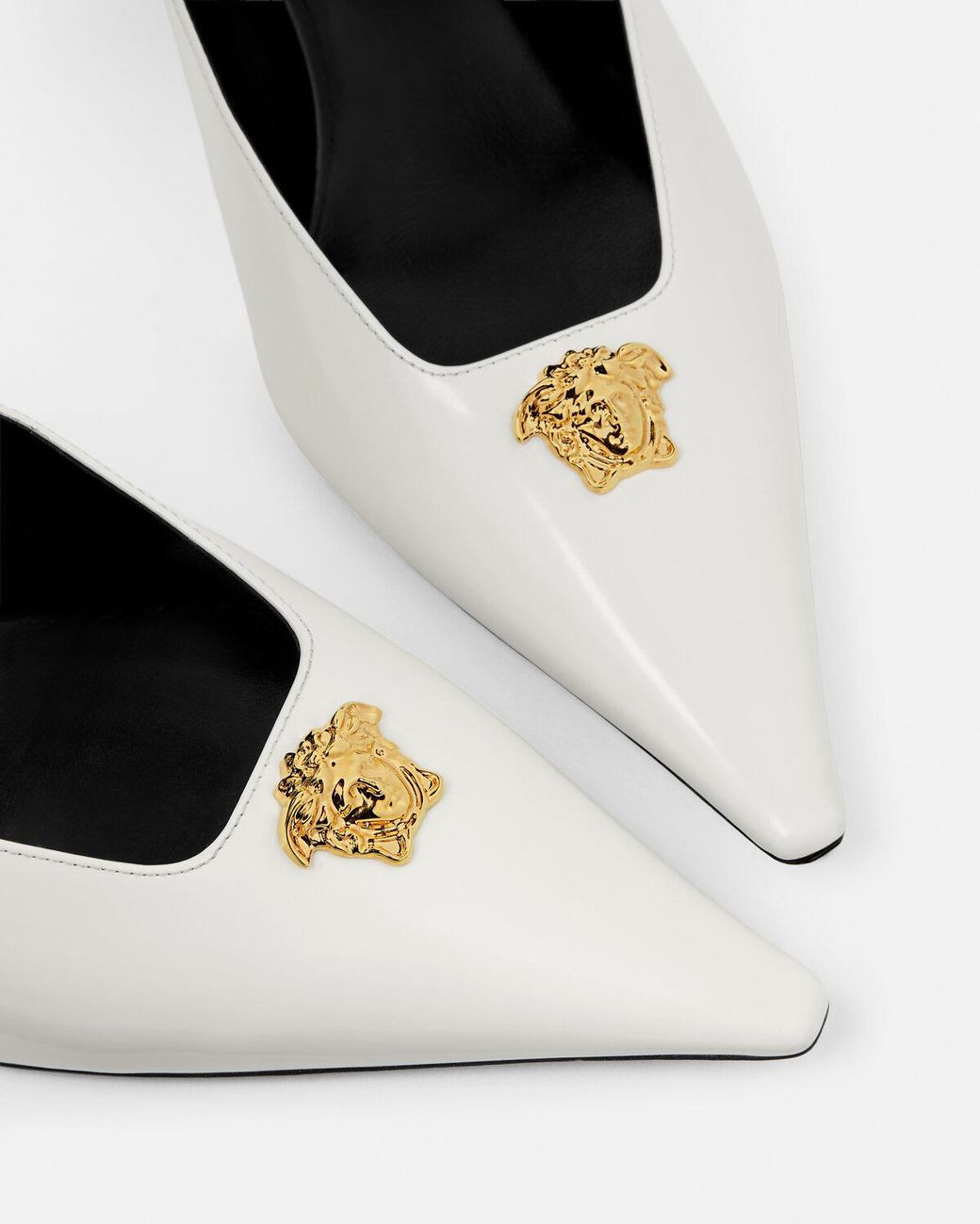 Versace White Pointed-Toe Slingback Pumps
