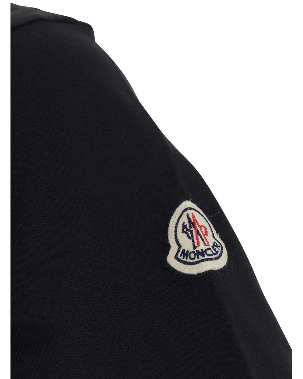 Moncler Black Logo Embroidered Crewneck T-Shirt for men