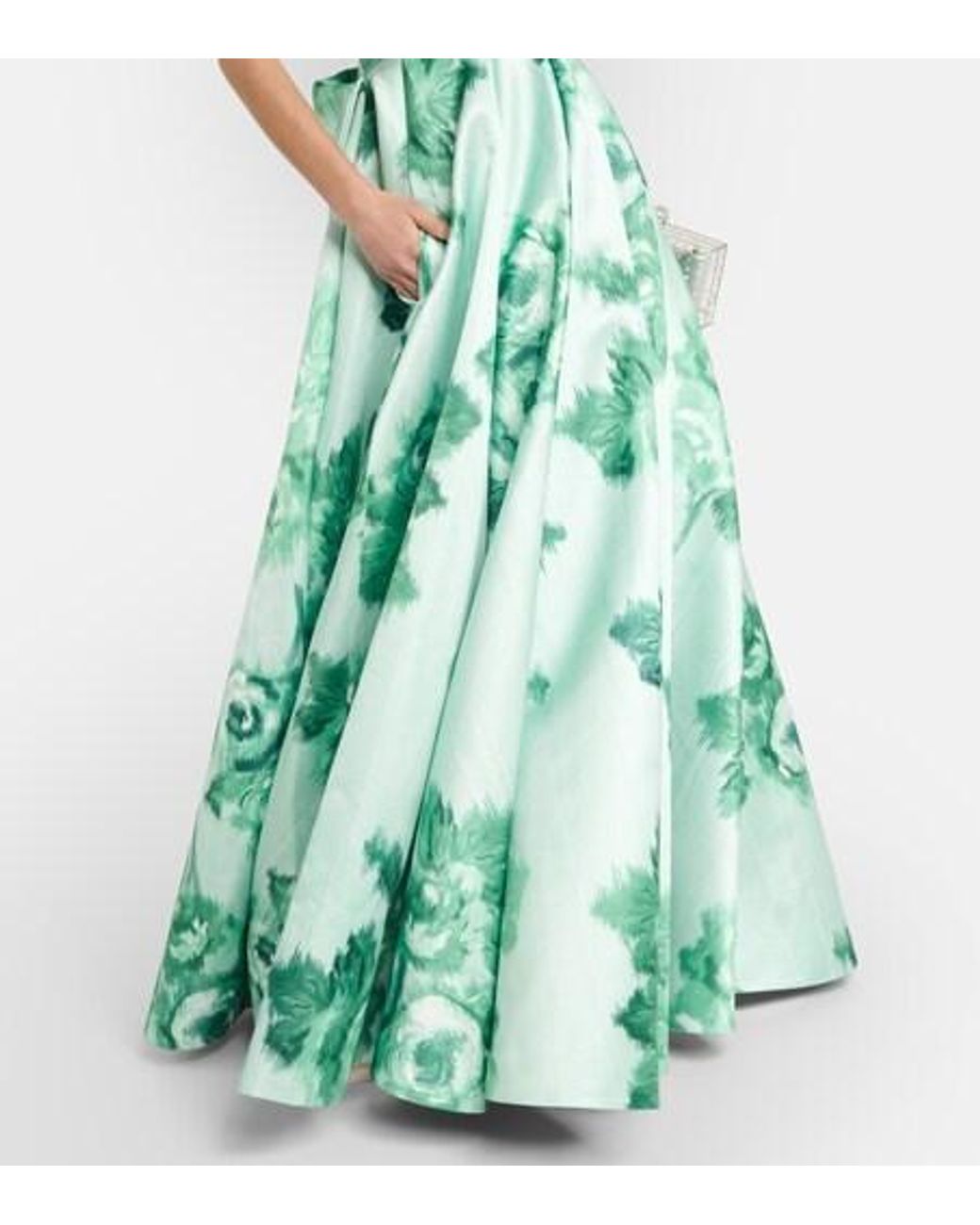 Emilia Wickstead Green Merope Strapless Floral Gown