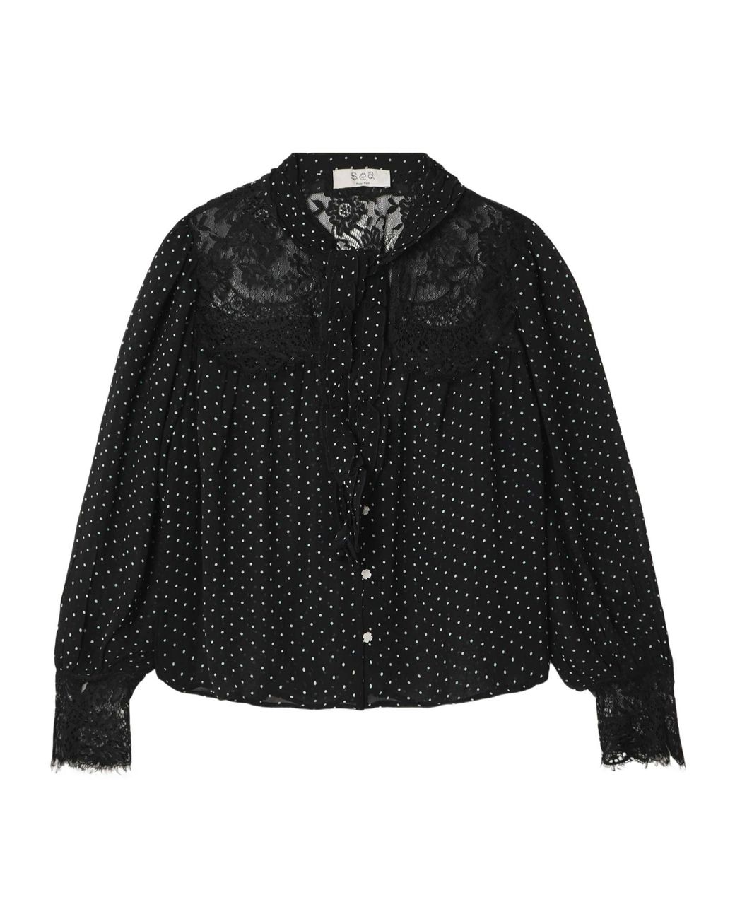 Sea Black Melody Long-Sleeve Blouse