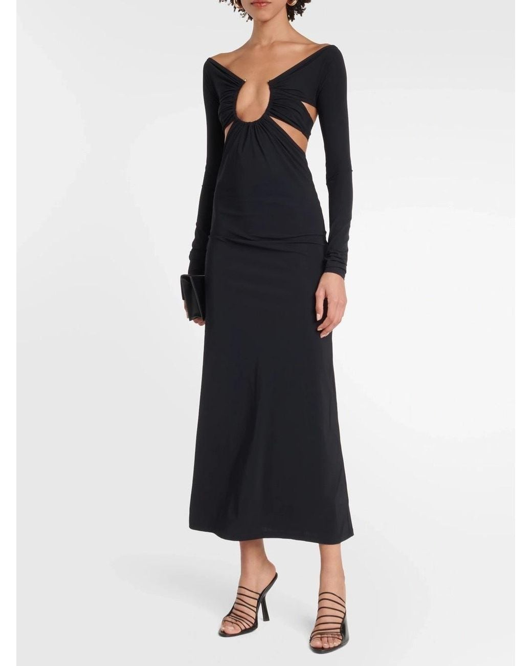 Christopher Esber Black Cut-Out Ruched Maxi Dress