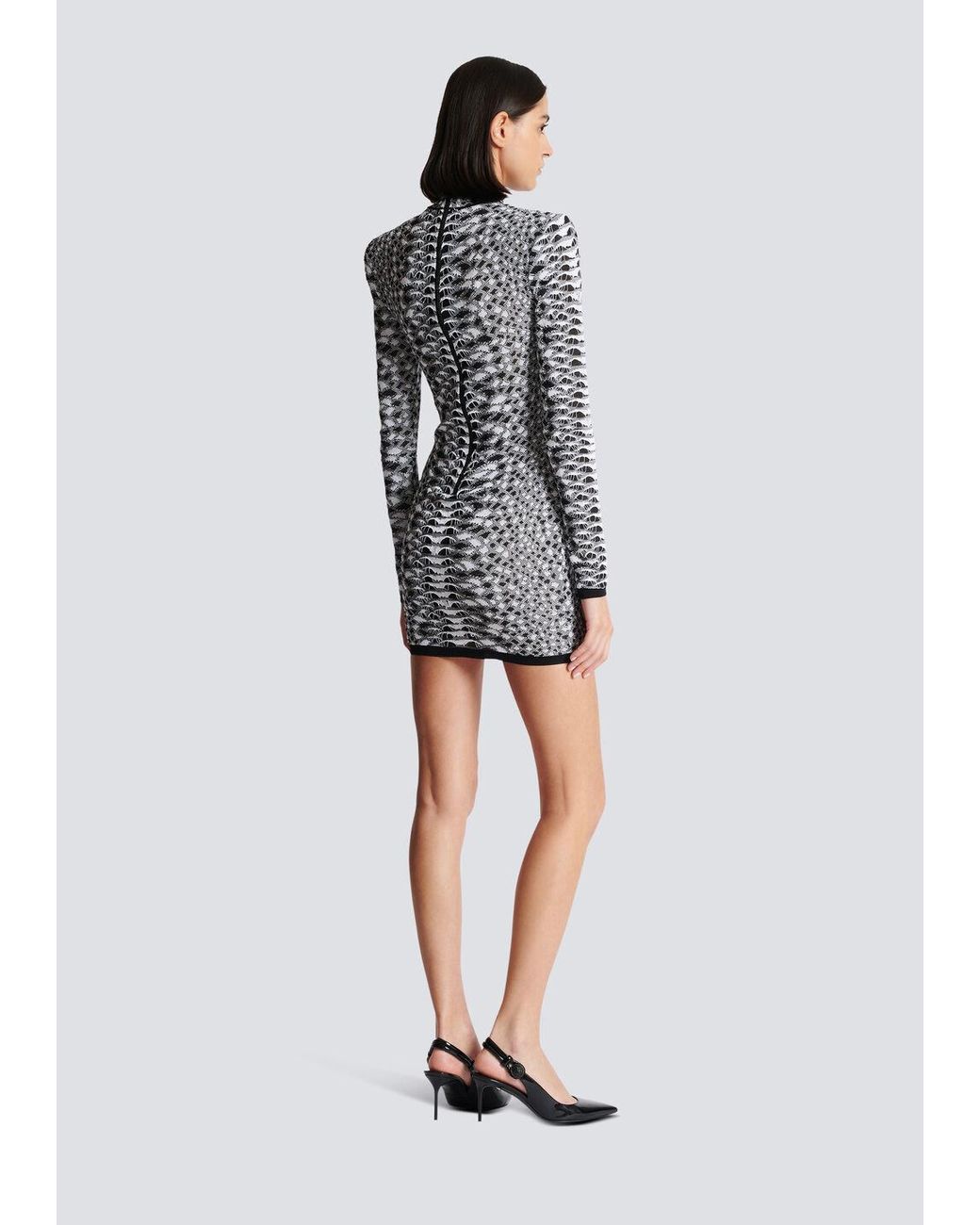 Balmain Multicolor Short Snakeskin Textured Knit Dress
