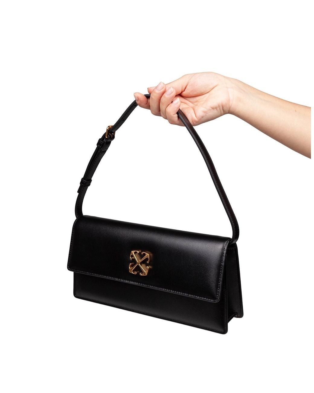 Off-White c/o Virgil Abloh Black Jitney 1.0 Folodover Top Shoulder Bag