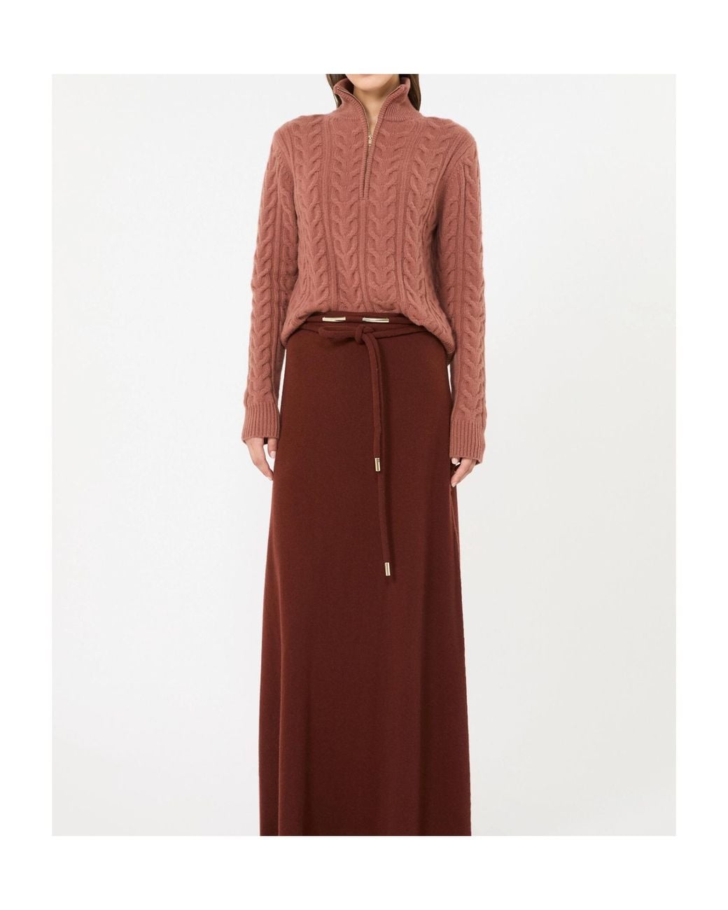 Max Mara Brown Cable-Knit Cashmere Yarn Sweater
