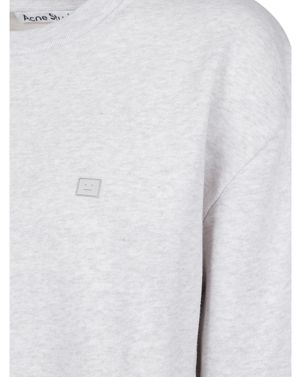 Acne White Fleece Crew-Neck Sweatshirt for men