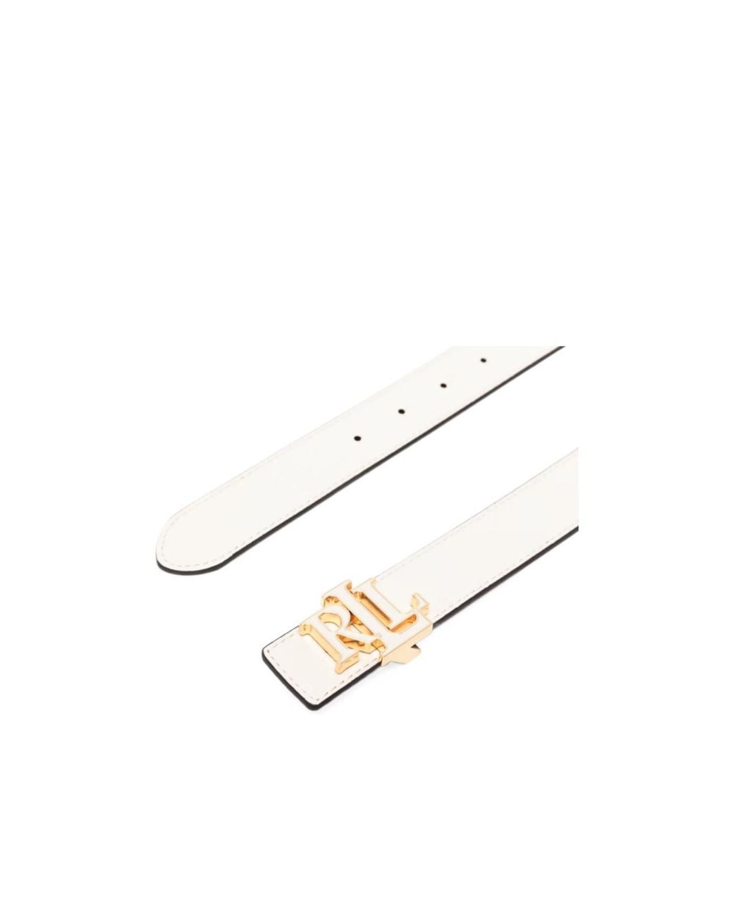 Ralph Lauren White Lauren Logo Lettering Buckle Belt