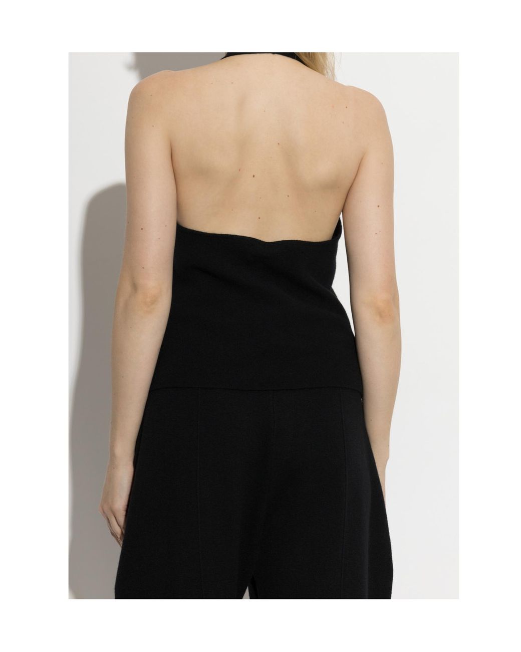 Lisa Yang Black Immy Halterneck Buttoned Top
