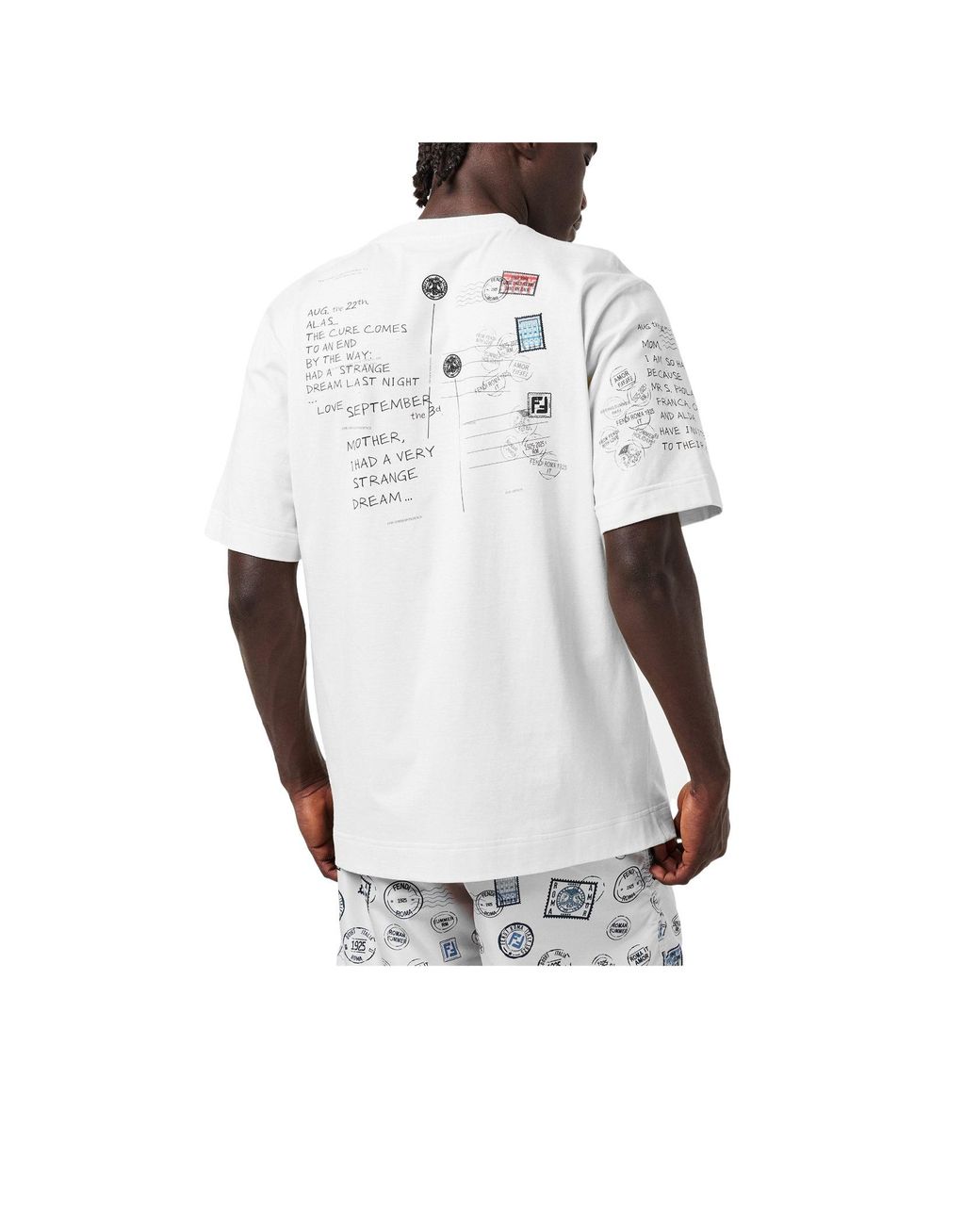 Fendi White Postcardprint Tshirt for men