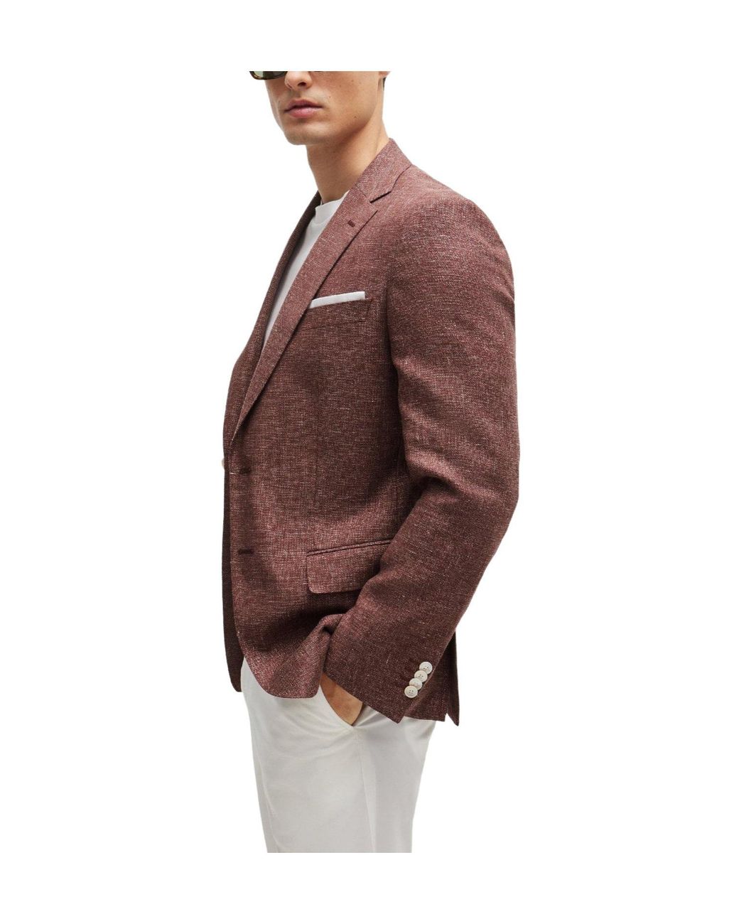 Boss Brown Single-Breasted Blazer for men
