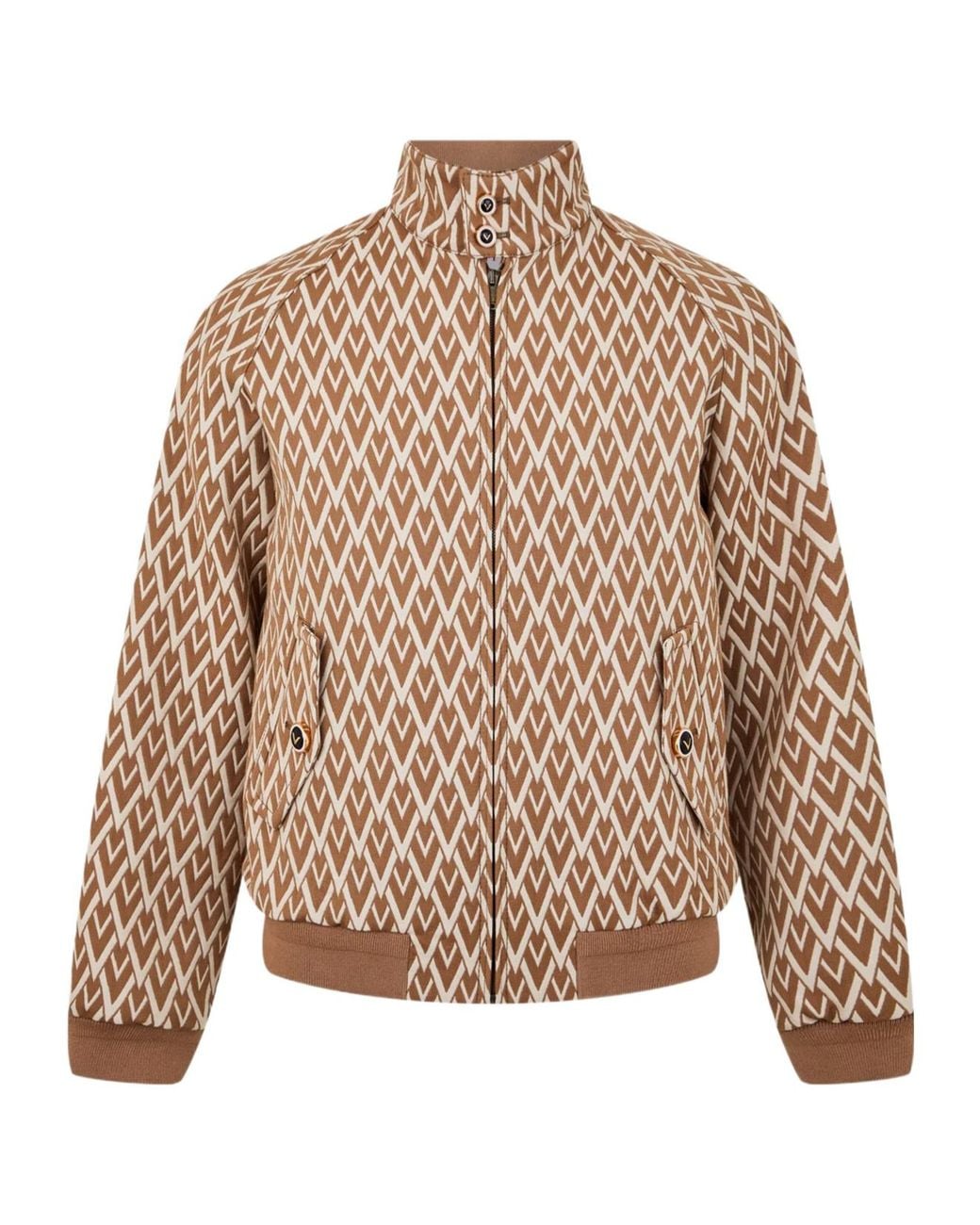 Valentino Brown Allover Logo Zip-Up Jacket for men